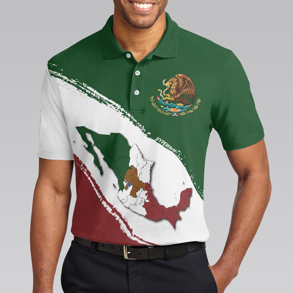 Mexico Short Sleeve Polo Shirt, Patriotic Mexican Polo Shirt, Best Mexico Shirt For Men - Hyperfavor