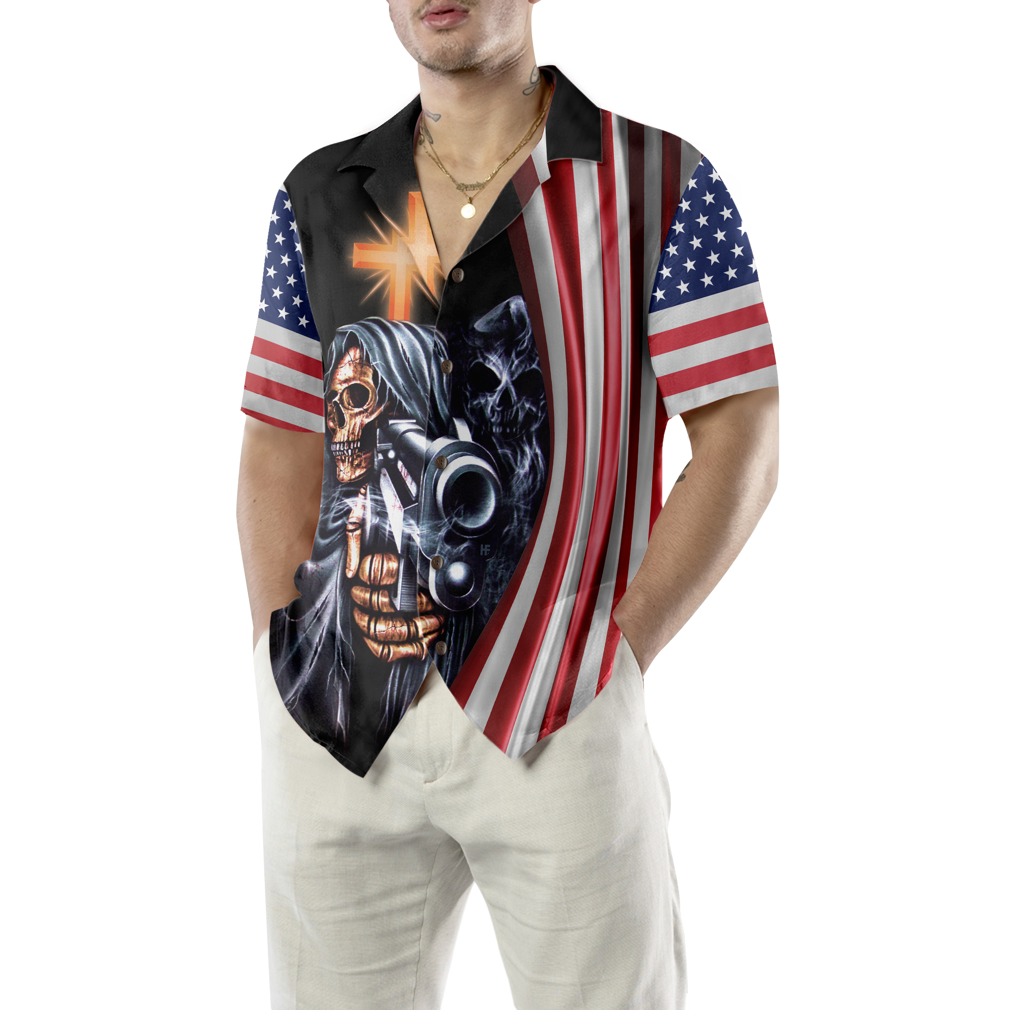 Gun And God Shirt For Men Hawaiian Shirt - Hyperfavor