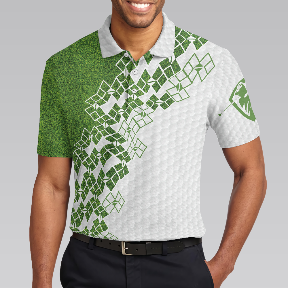 Elegant Golf In Green Golf Polo Shirt, White And Green Golf Shirt For Men, Unique Gift For Golfers - Hyperfavor