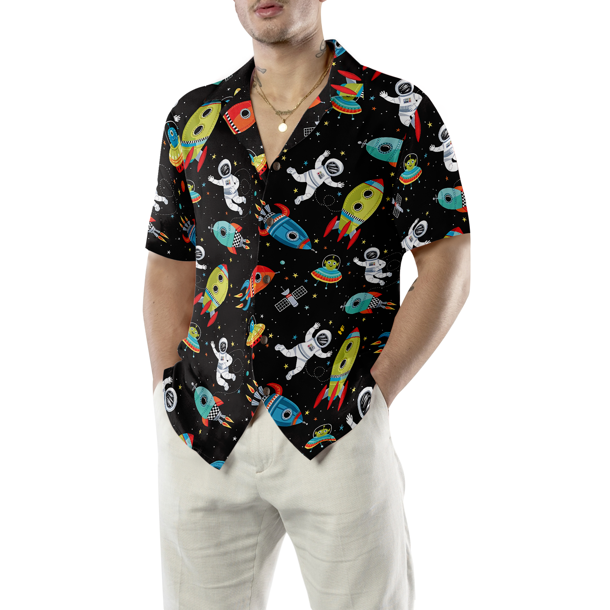 Outer Space Astronaut Cute Hawaiian Shirt - Hyperfavor