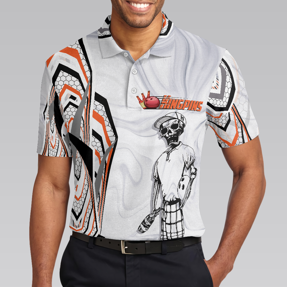 My Drinking Team Has A Bowling Problem Polo Shirt, Skeleton Bowling Player Polo Shirt, Funny Bowling Shirt For Men - Hyperfavor