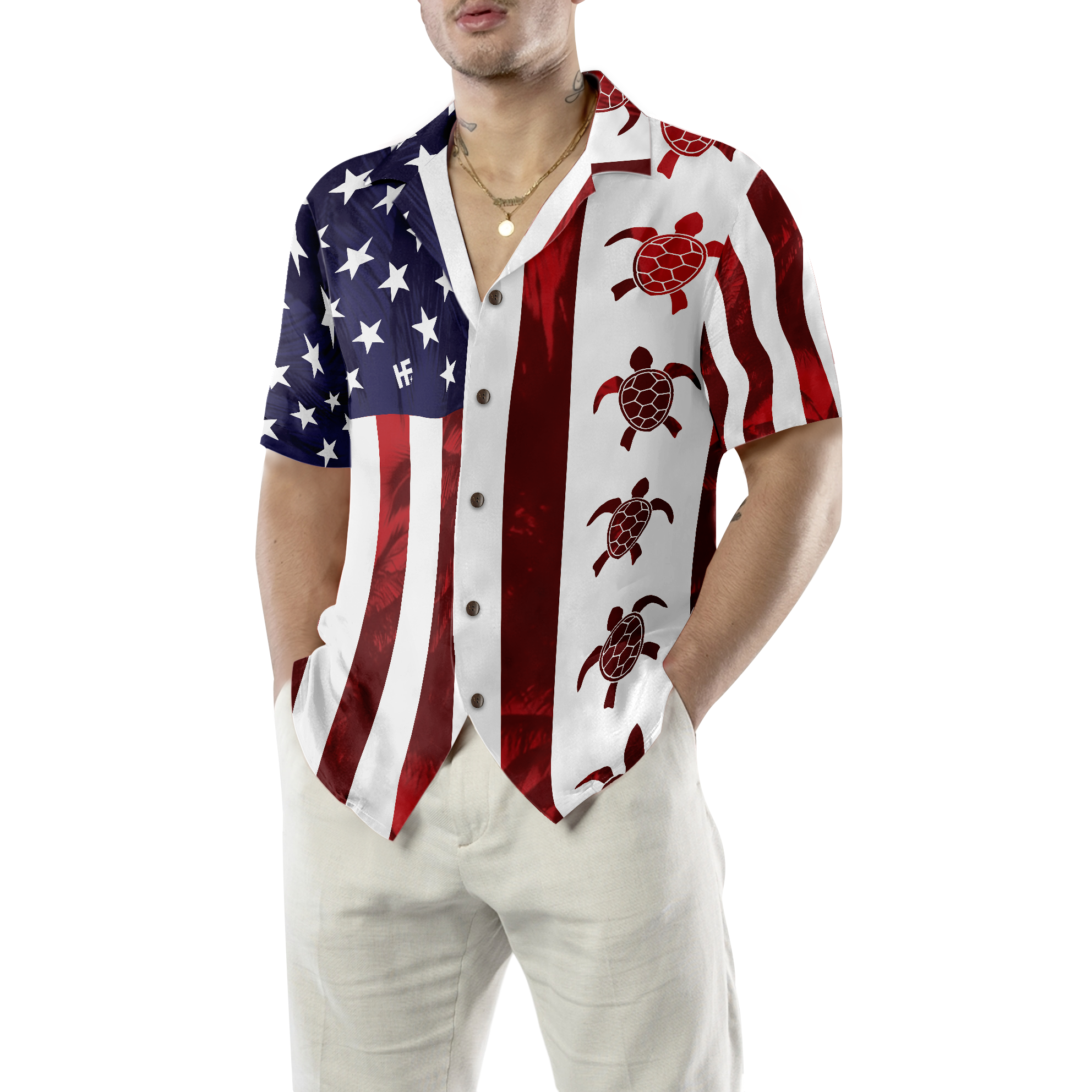 Turtle Flag American Hawaiian Shirt - Hyperfavor