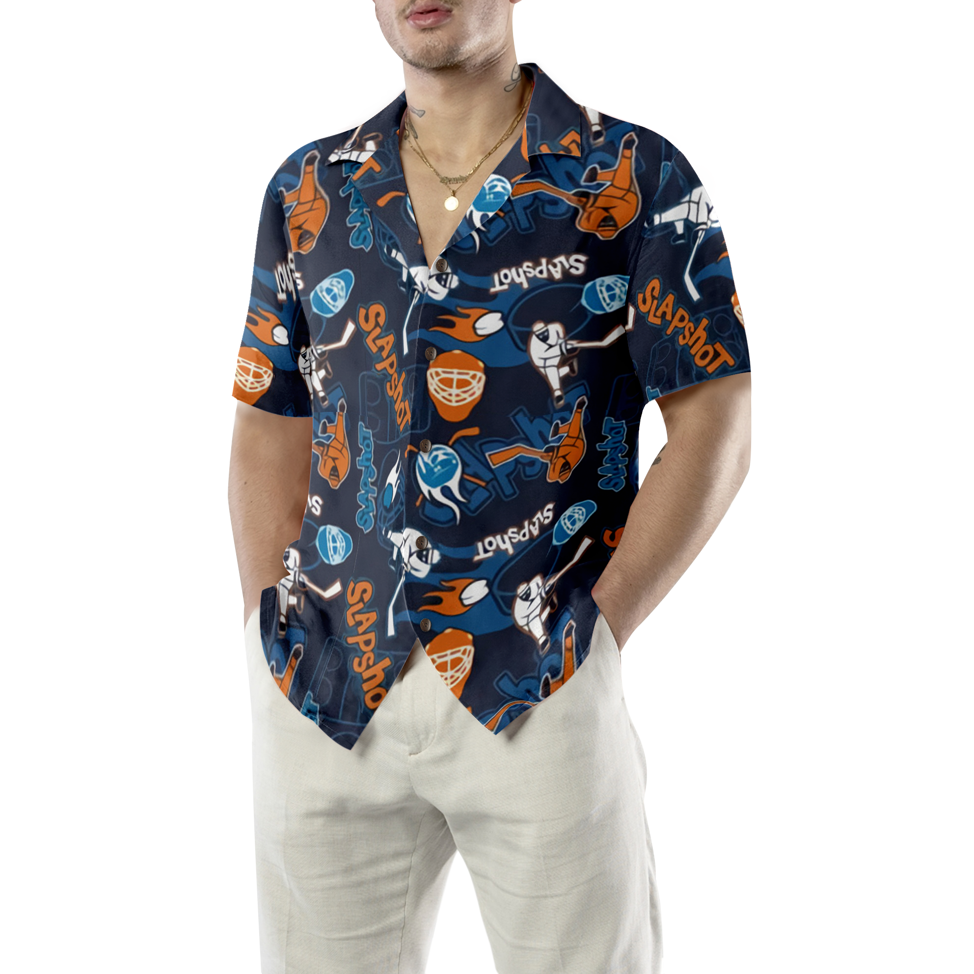 Slapshot Hockey Hawaiian Shirt - Hyperfavor