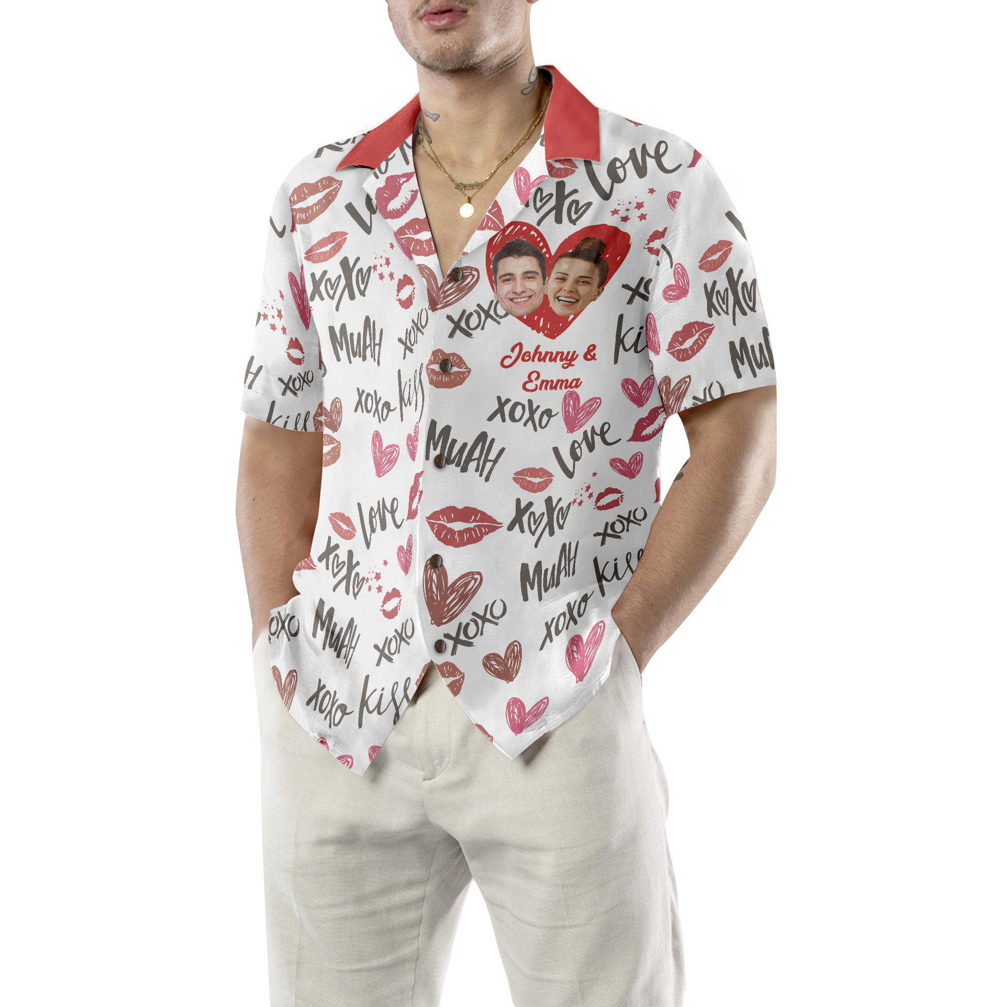 Piggy-back Couple Scupidity Love Custom Hawaiian Shirt - Hyperfavor