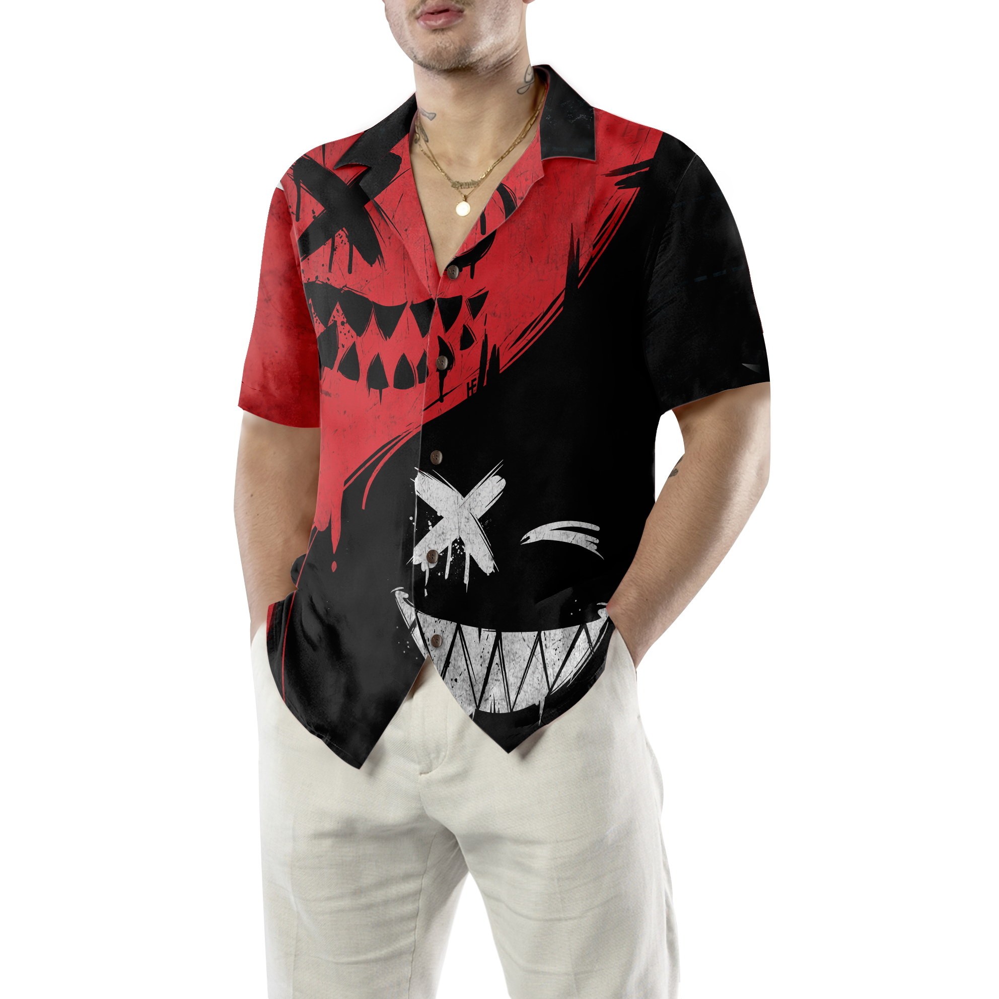 Halloween Evil Smile Hawaiian Shirt - Hyperfavor