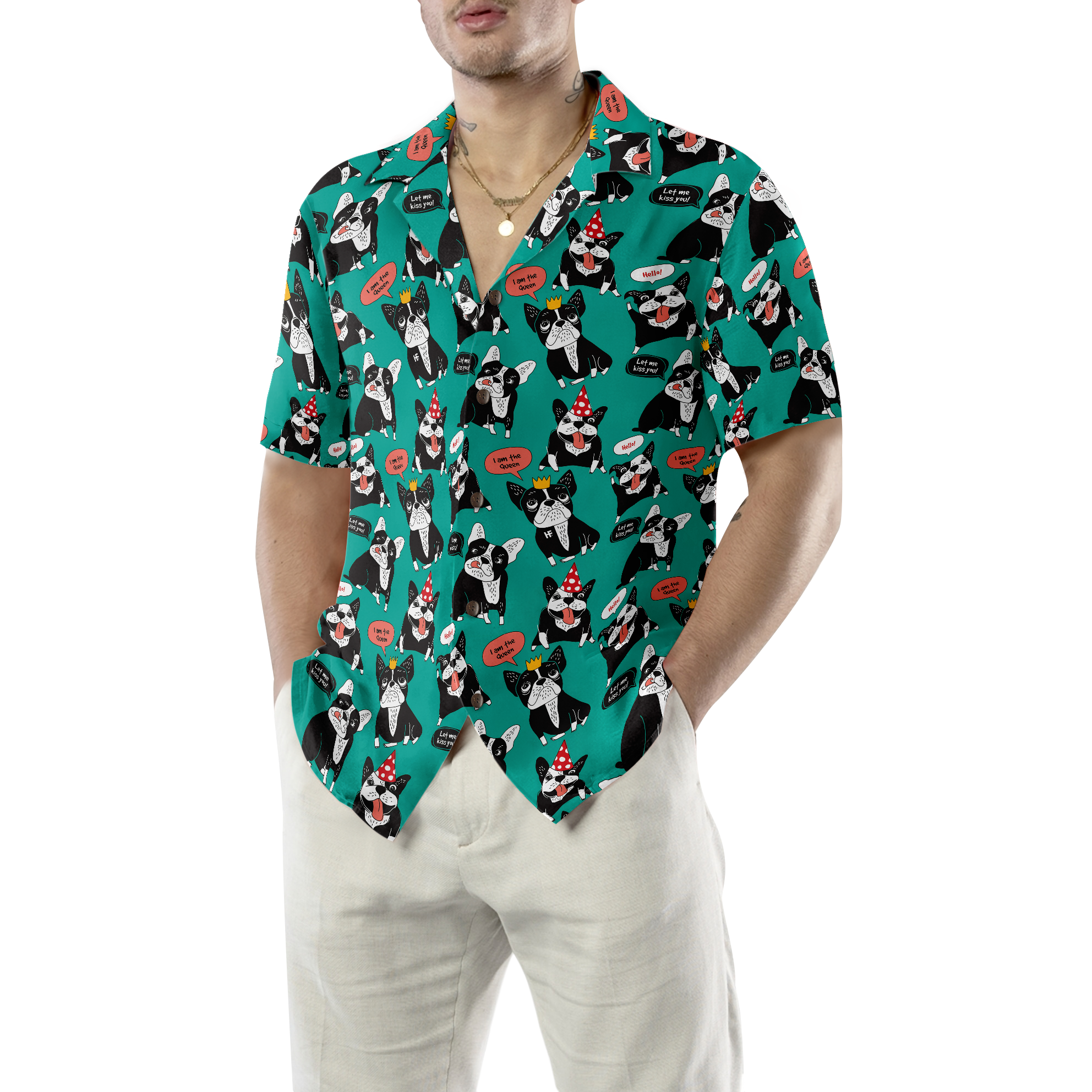 Dog French Bulldog Happy Animals Hawaiian Shirt - Hyperfavor