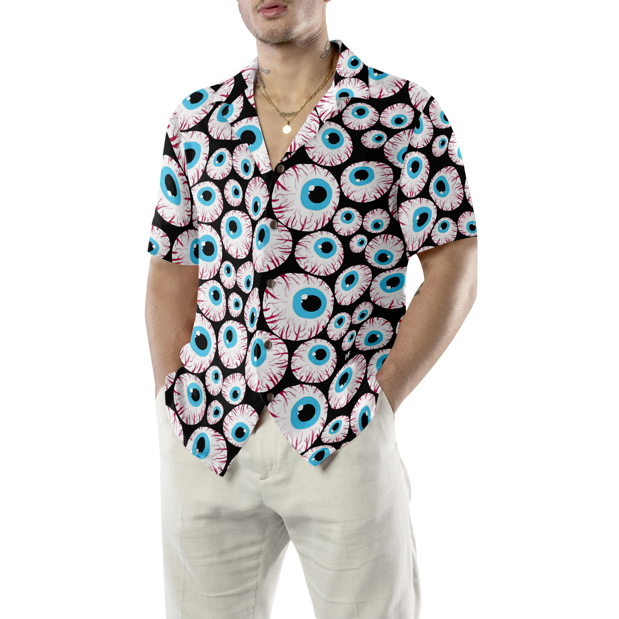 Halloween Creepy Eyeballs Hawaiian Shirt - Hyperfavor