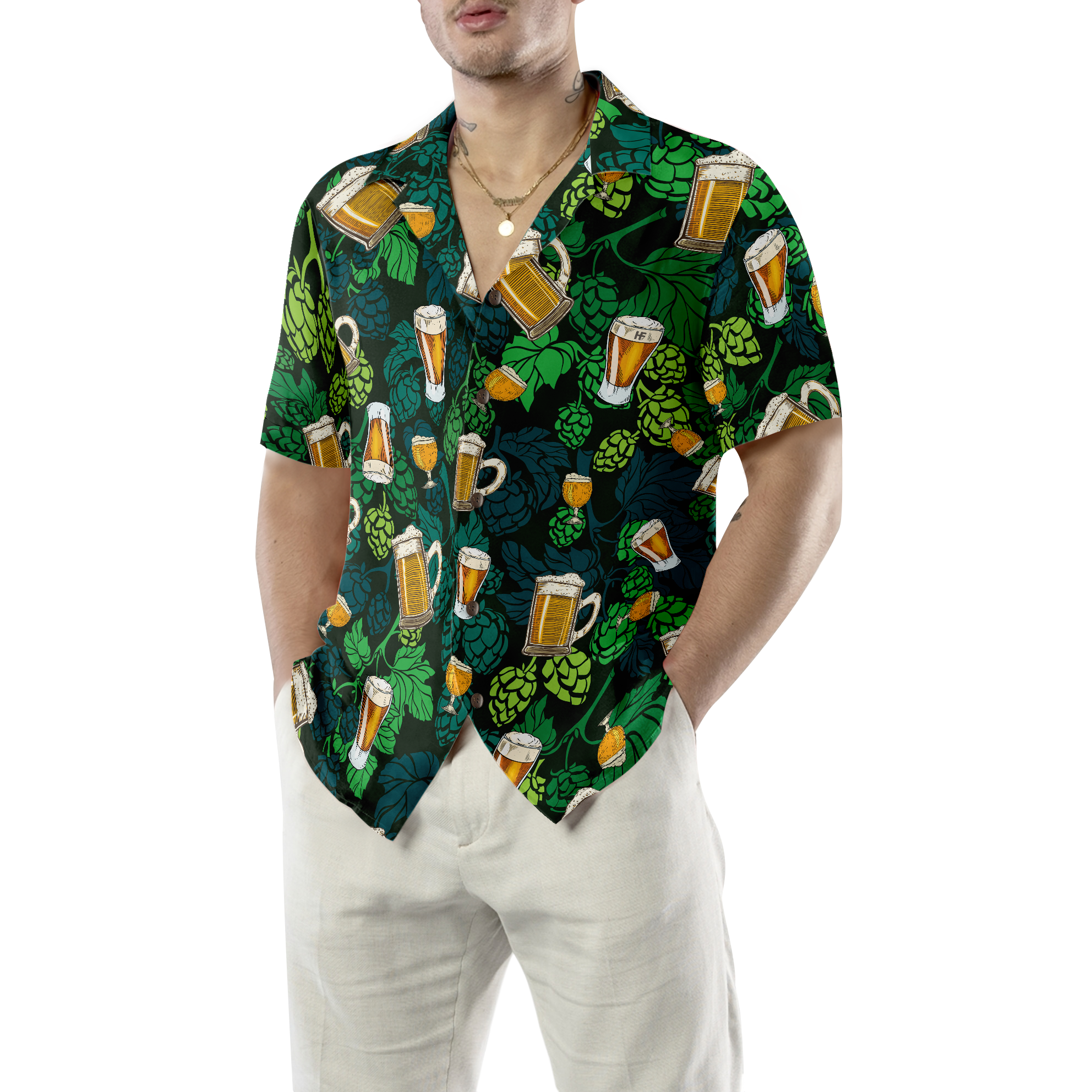 Hop Cones Beer Glass Hawaiian Shirt - Hyperfavor