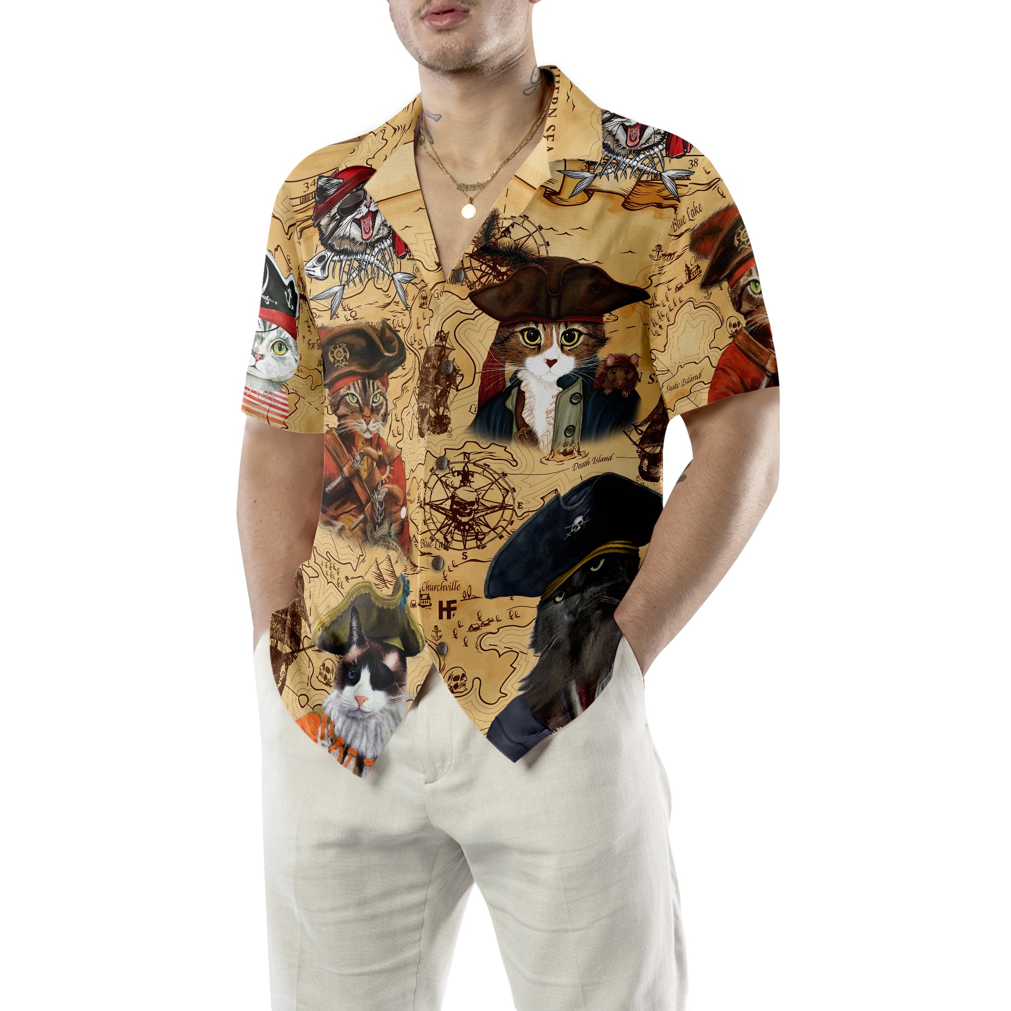 Pirate Cat Hawaiian Shirt - Hyperfavor