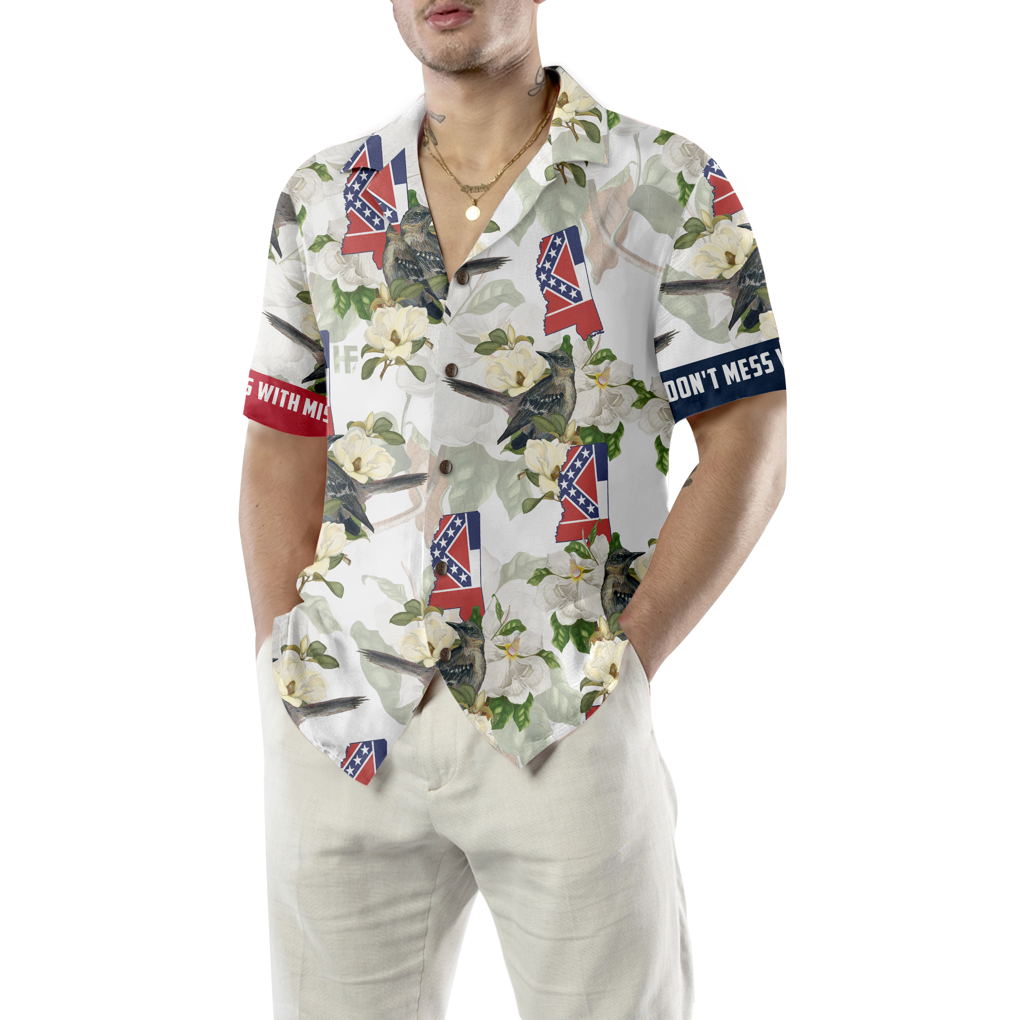 Mississippi Mockingbird And Magnolia Hawaiian Shirt - Hyperfavor