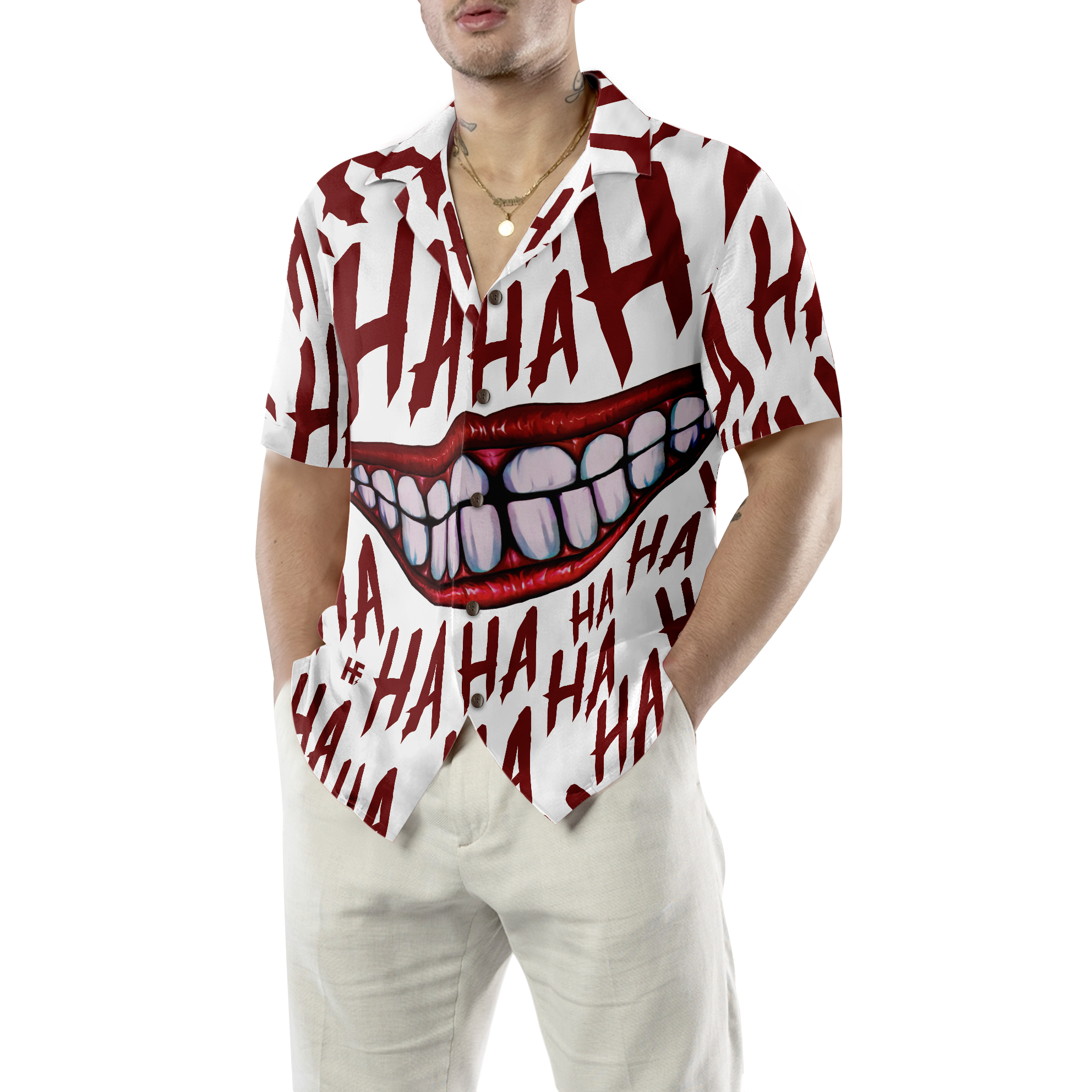 Scary Halloween Clown Smile Hawaiian Shirt - Hyperfavor