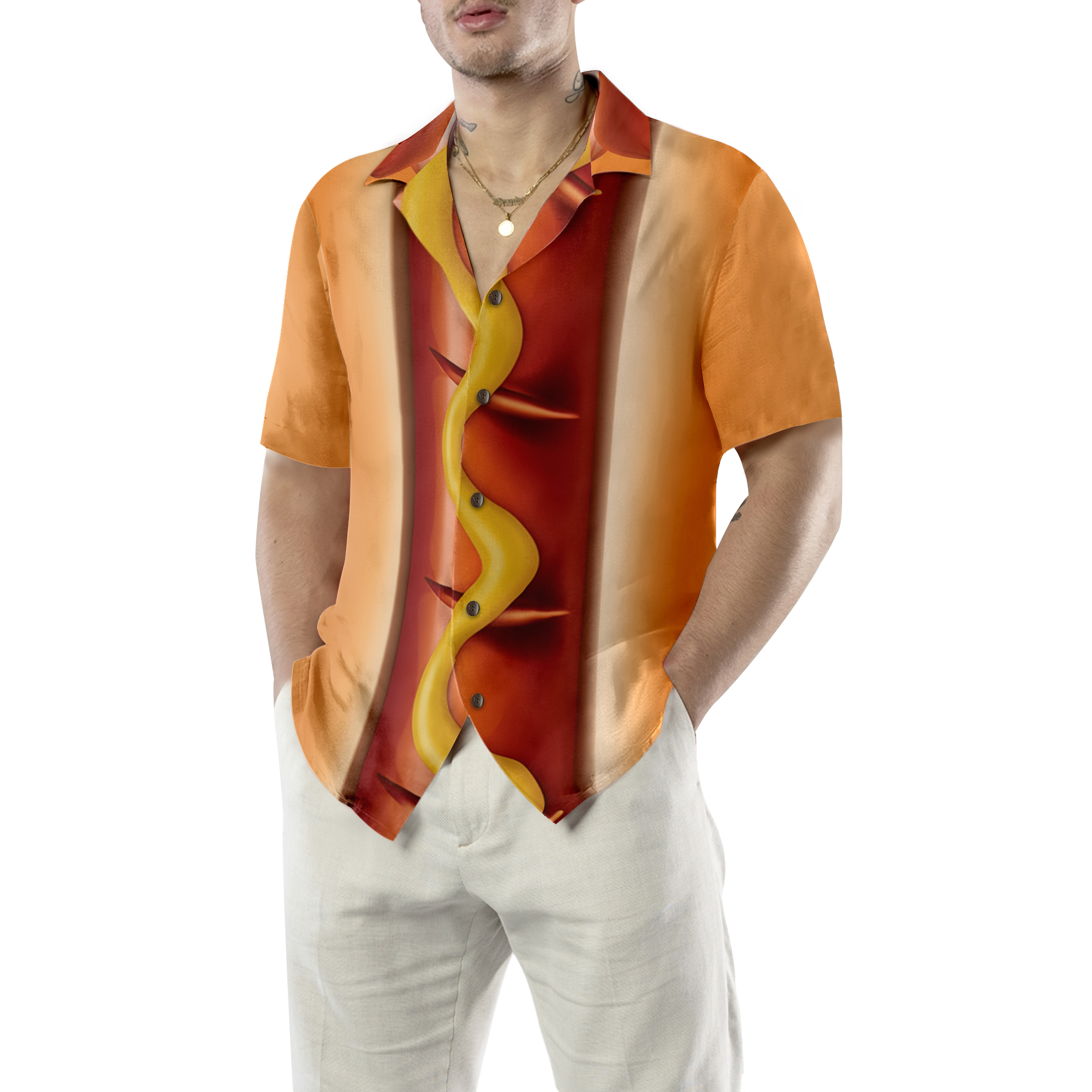 Funny Halloween Hot Dog Costume Shirt Hawaiian Shirt - Hyperfavor