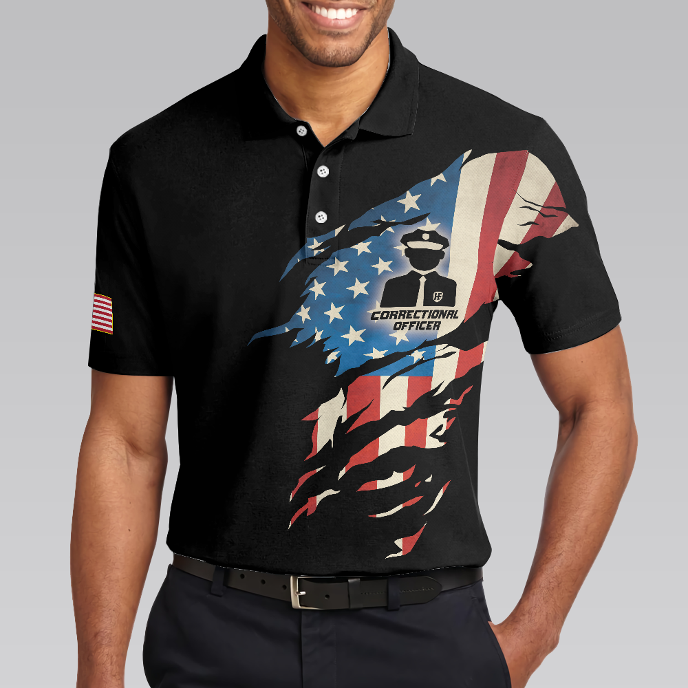 Correctional Officer My Craft Allows Me To Discipline Anything Skull Polo Shirt, Ripped American Flag Polo Shirt, Officer Shirt For Men - Hyperfavor