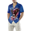 Hyperfavor Christmas Hawaiian Shirts For Men and Women, Eagle Fly With America Flag Hawaiian Shirt Button Down Shirt Short Sleeve - Hyperfavor