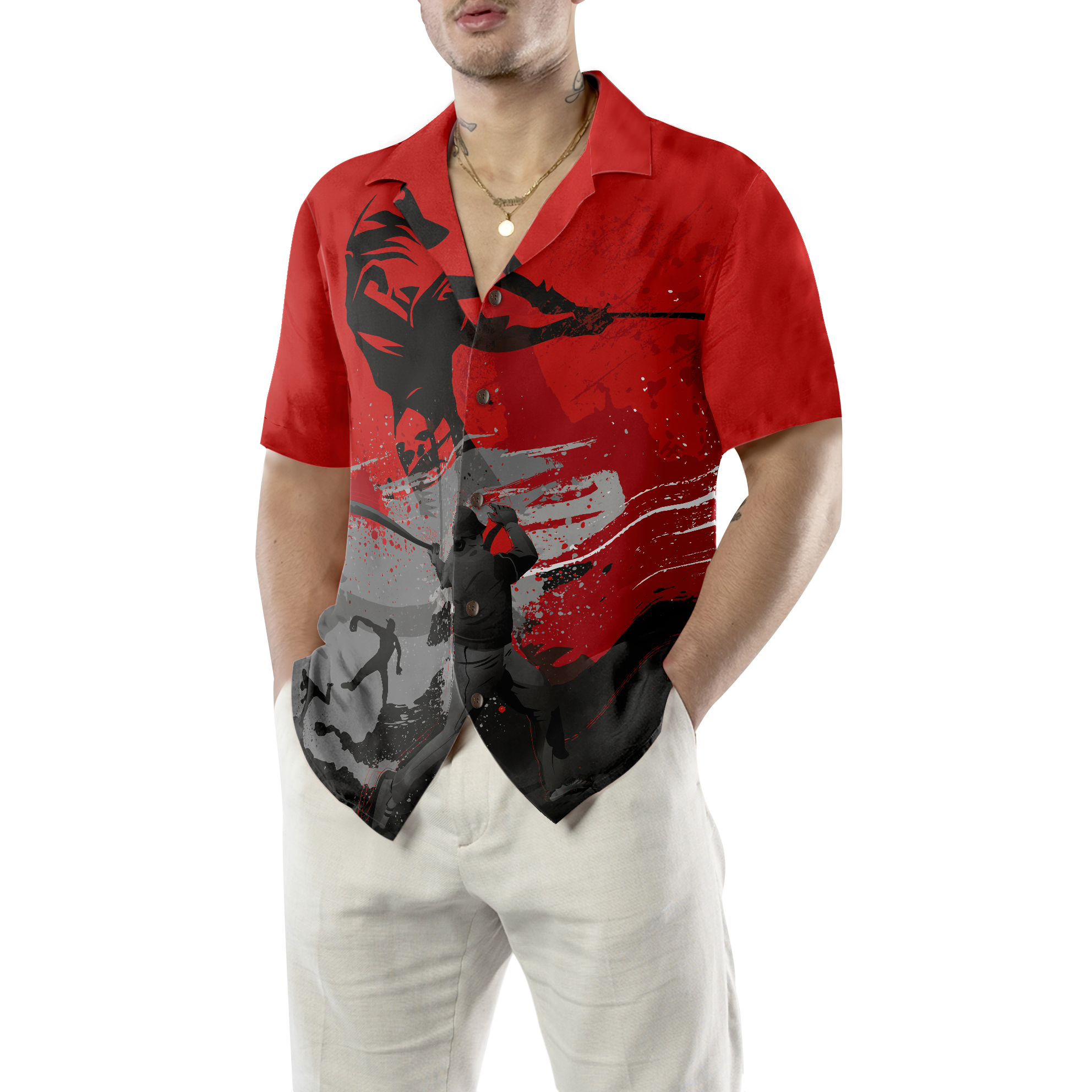 Baseball Red Is The New Black Hawaiian Shirt - Hyperfavor