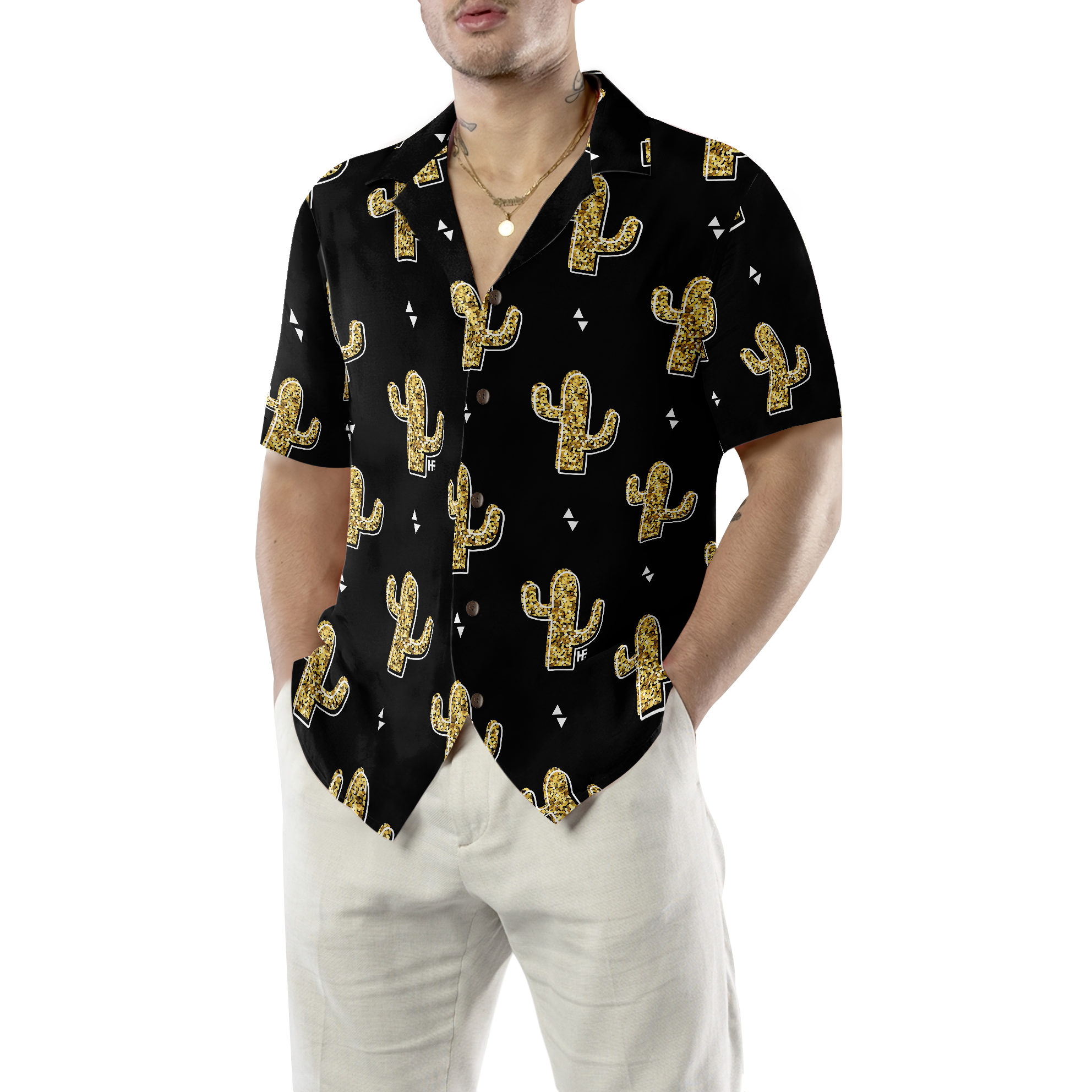 Golden Cactuses Hawaiian Shirt - Hyperfavor