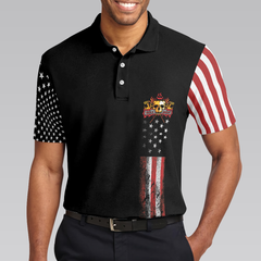 8-ball American Flag Short Sleeve Pattern Wet Paint Skull Golf Polo Shirt, Dark Theme American Flag Polo Shirt, Best Golf Shirt For Men - Hyperfavor