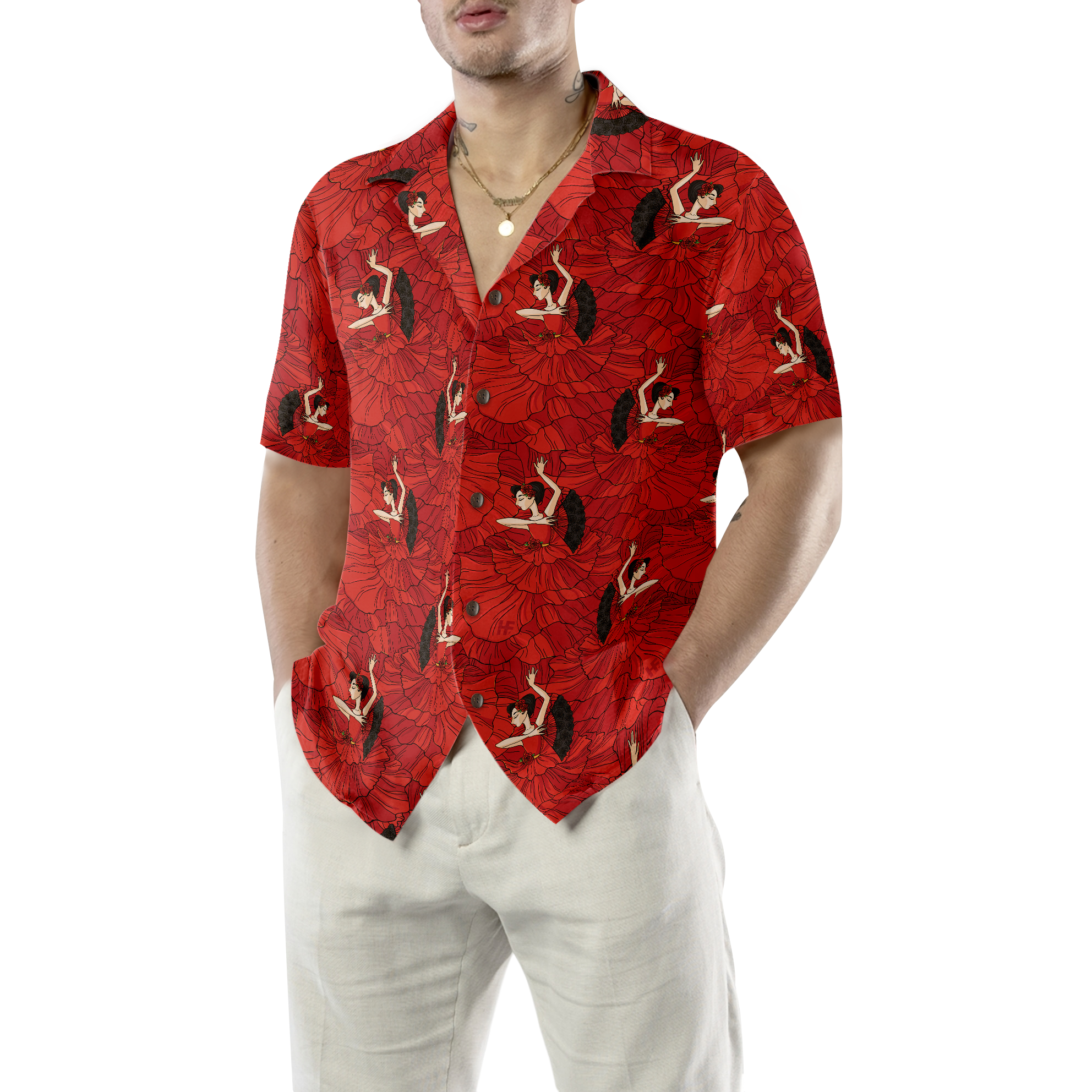 Flamenco Seamless Pattern Hawaiian Shirt - Hyperfavor