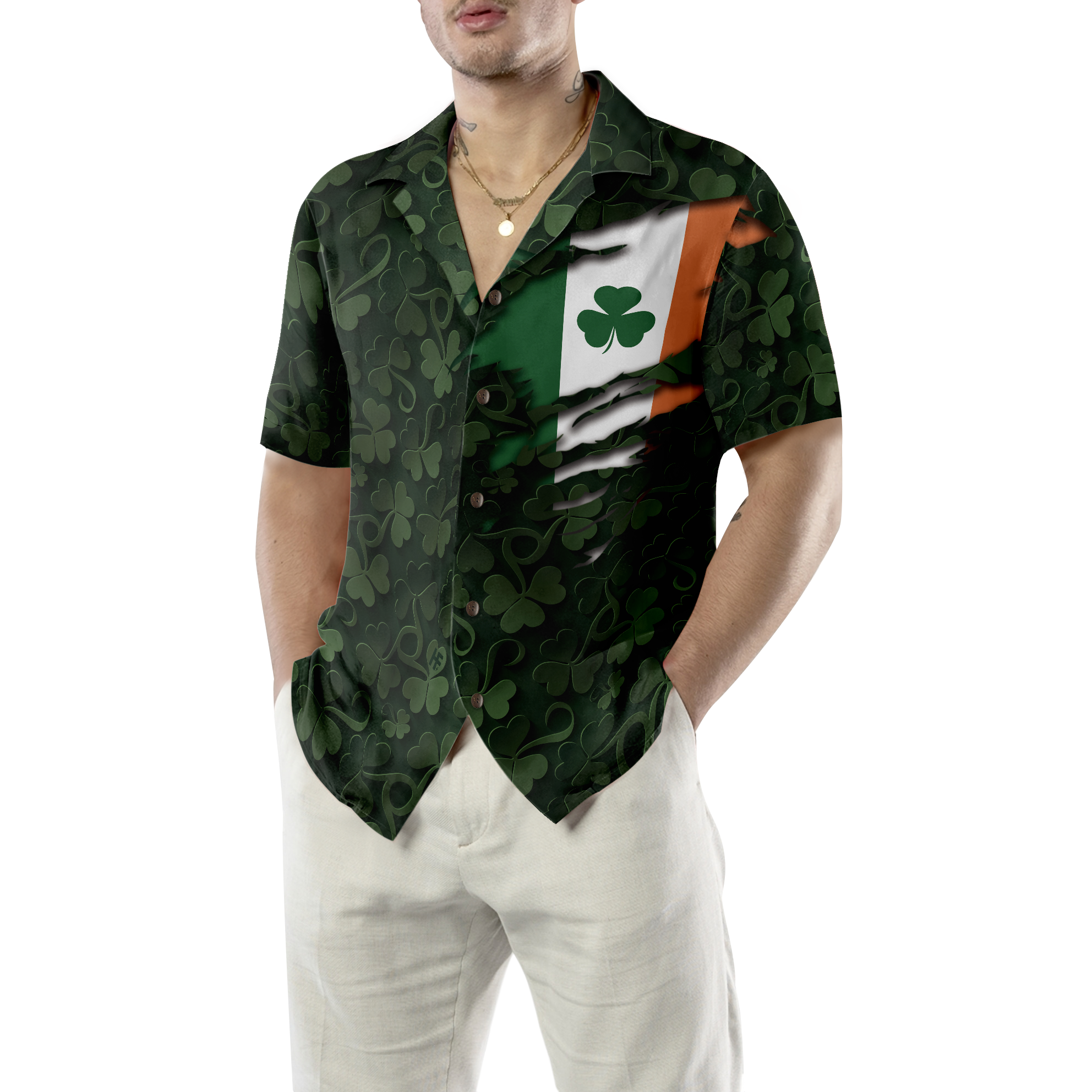 Irish By The Grace Of God Shamrock Hawaiian Shirt - Hyperfavor