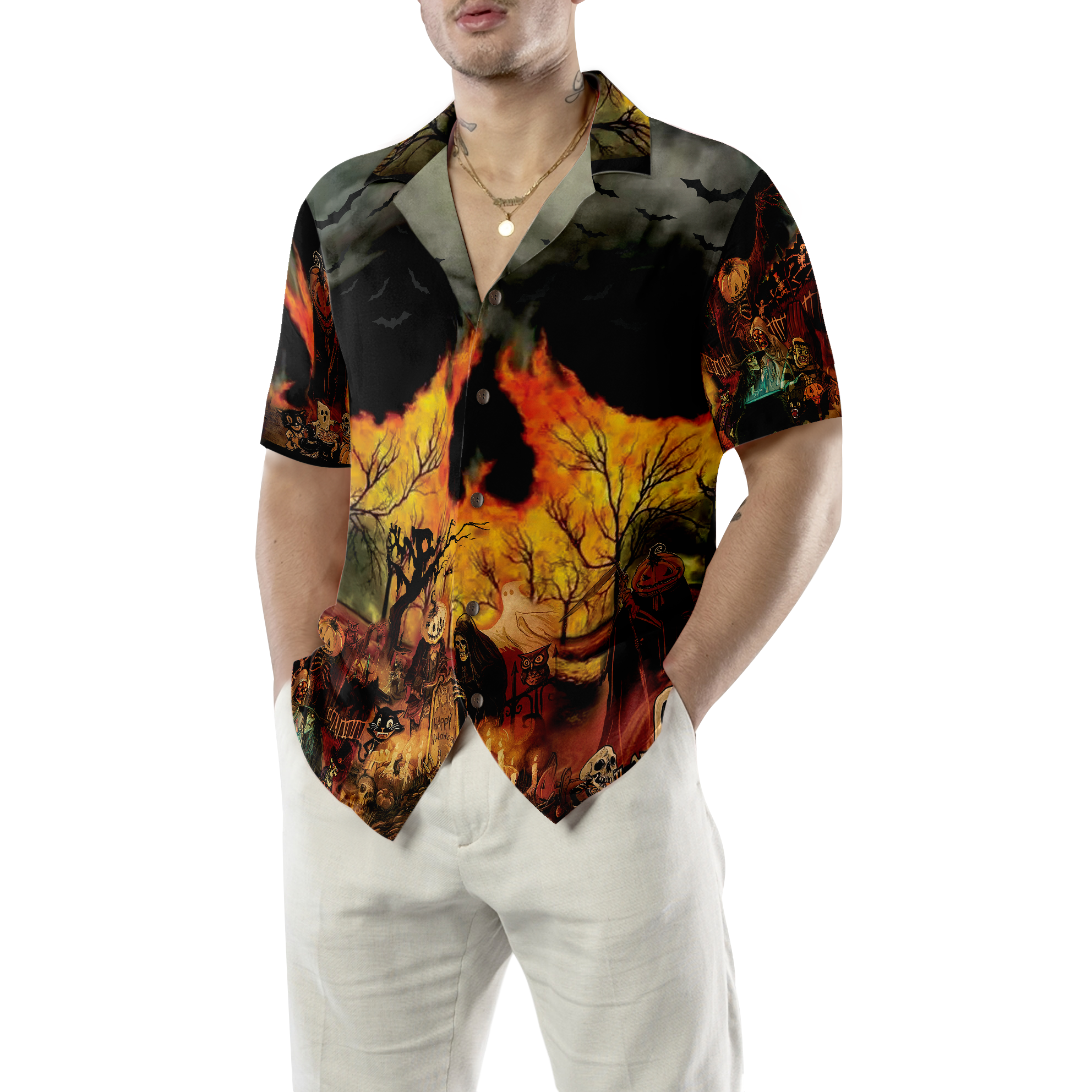 Party At Halloween Night Hawaiian Shirt - Hyperfavor