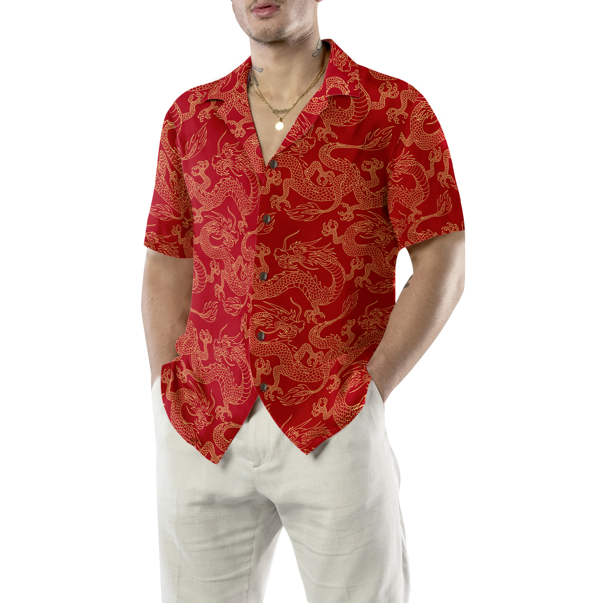 Oriental Dragon Red Hawaiian Shirt - Hyperfavor