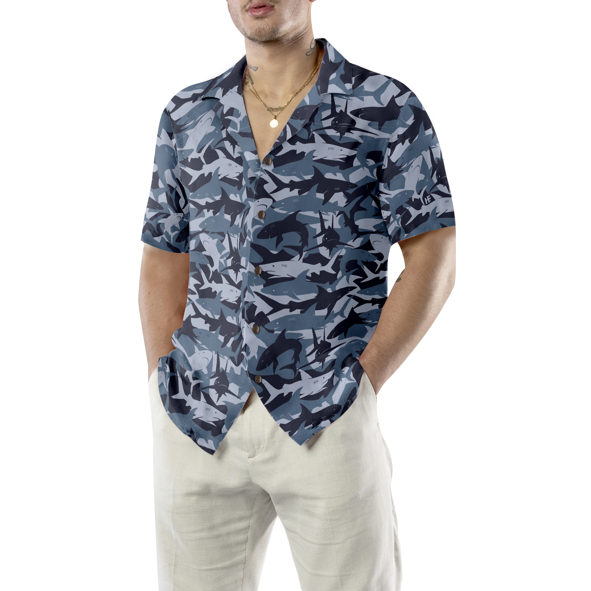 Shark Camouflage Hawaiian Shirt - Hyperfavor