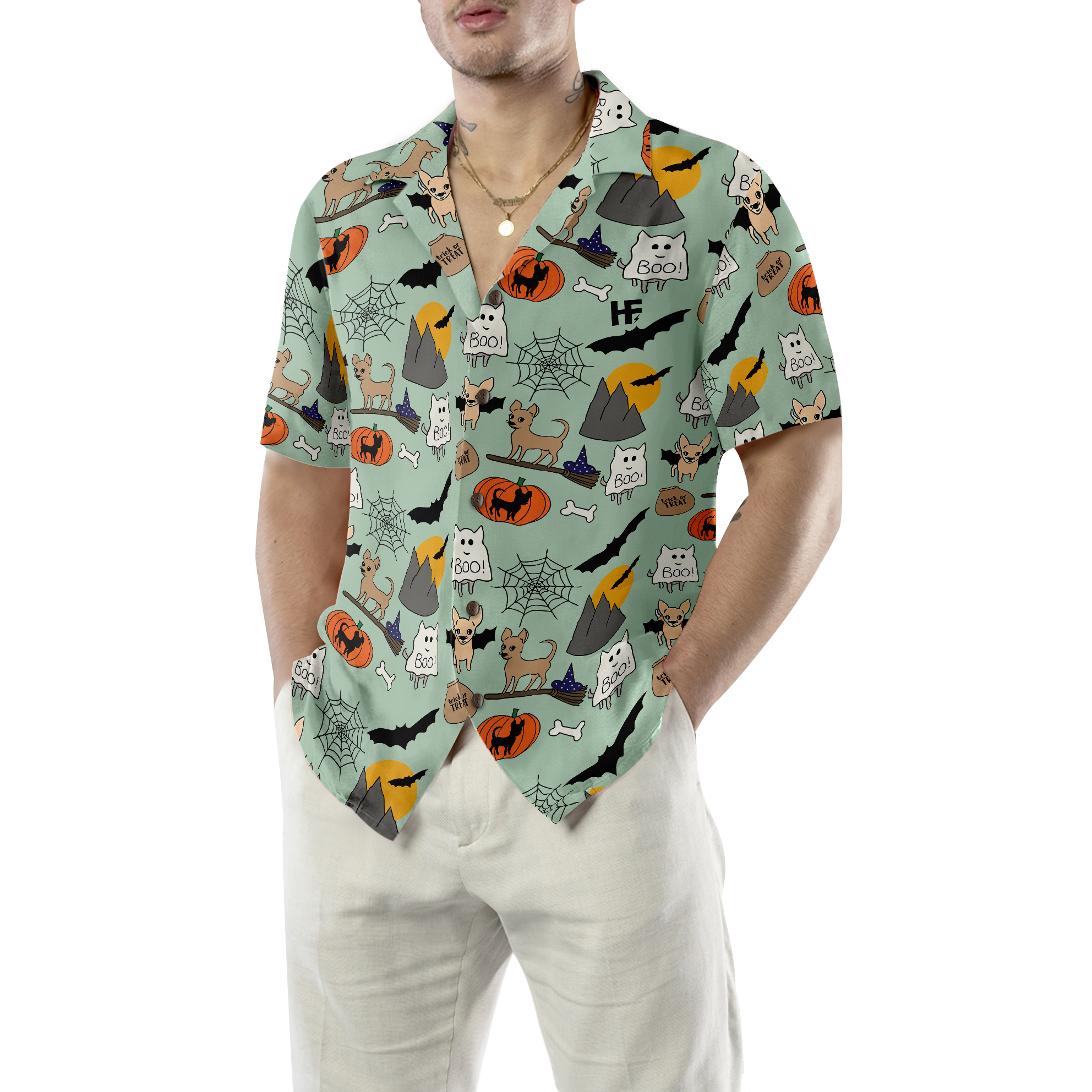 Halloween Chihuahua Shirt For Men Hawaiian Shirt - Hyperfavor