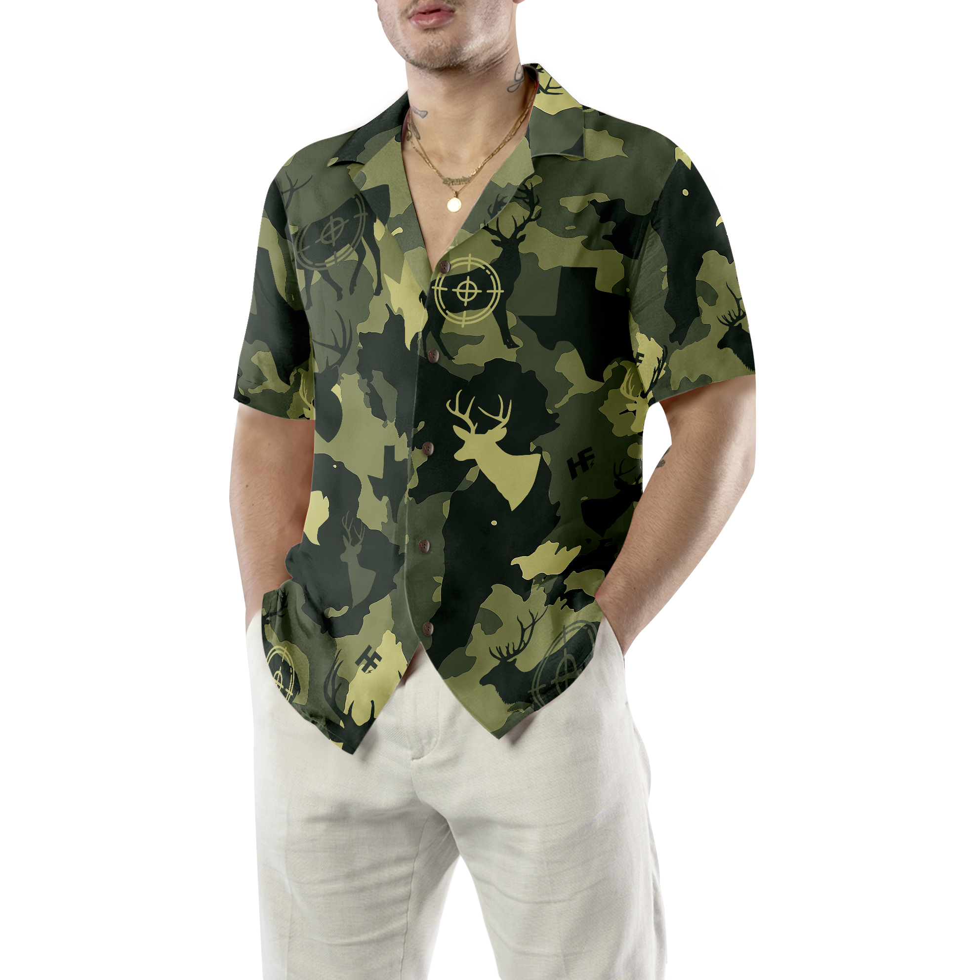 Camouflage Deer Texas Gun Hunting Hawaiian Shirt, Short Sleeve Texas Camo Shirt, Proud Texas Shirt For Men - Hyperfavor