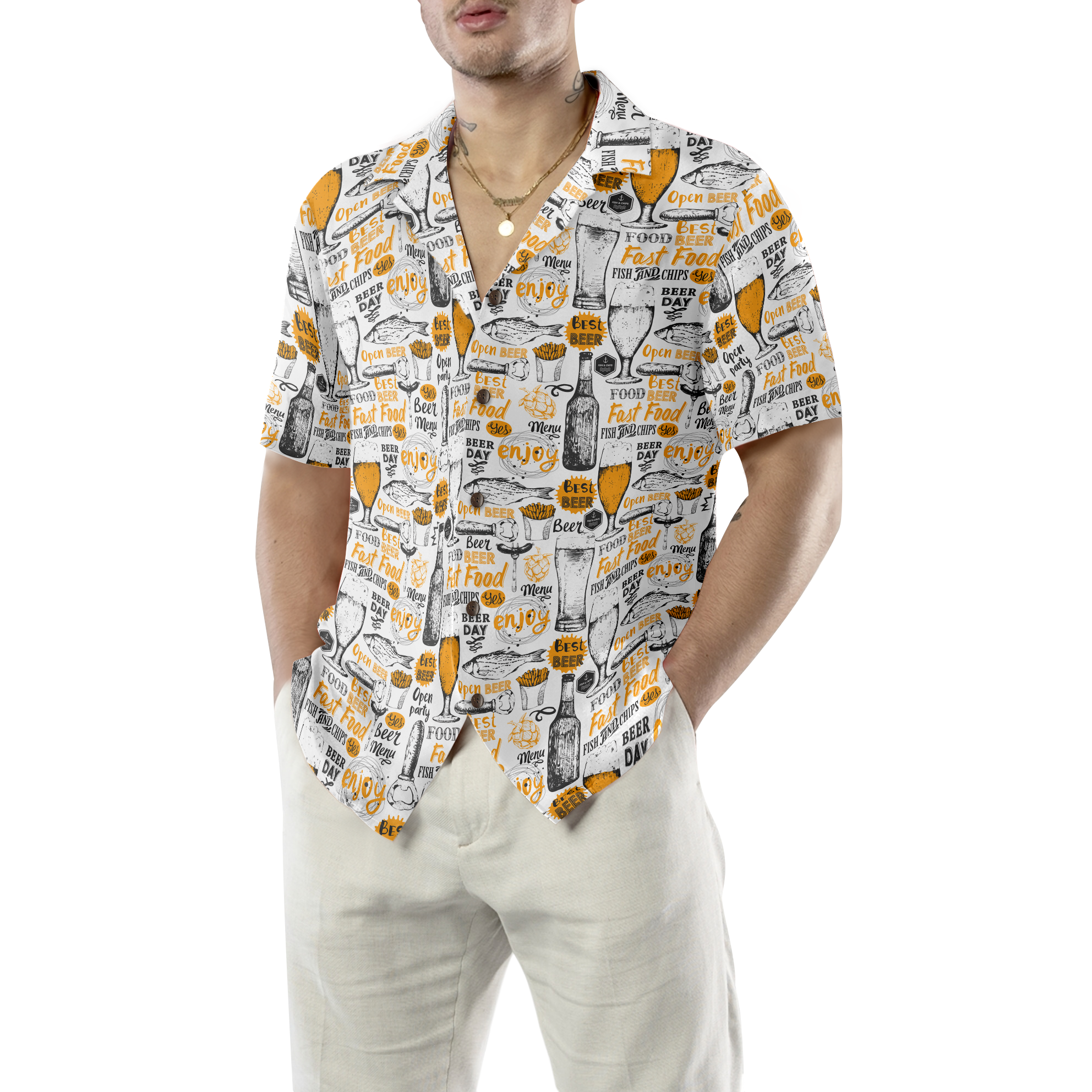 Drink Beer Eat Fish Hawaiian Shirt - Hyperfavor