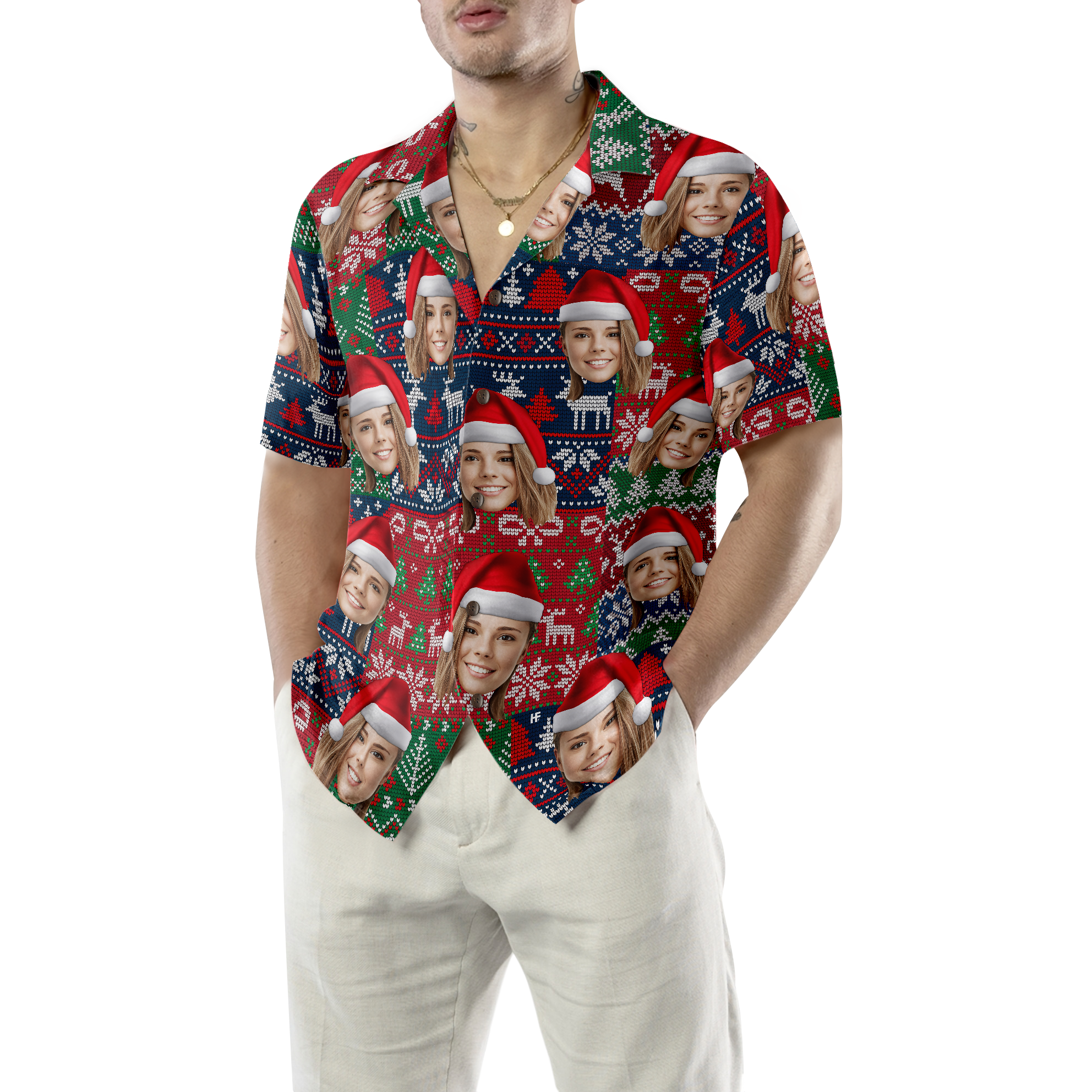 Funny Custom Face Christmas 02 Custom Hawaiian Shirt - Hyperfavor