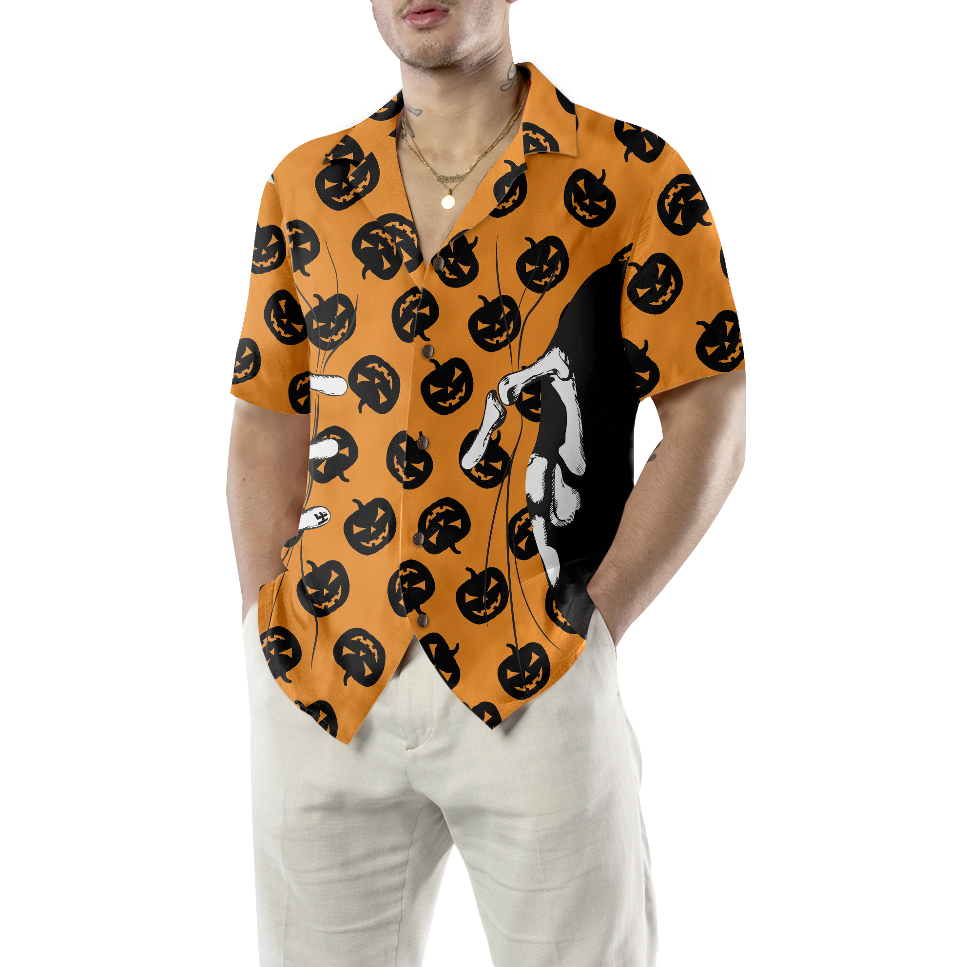 Halloween Skeleton Hand Hawaiian Shirt - Hyperfavor