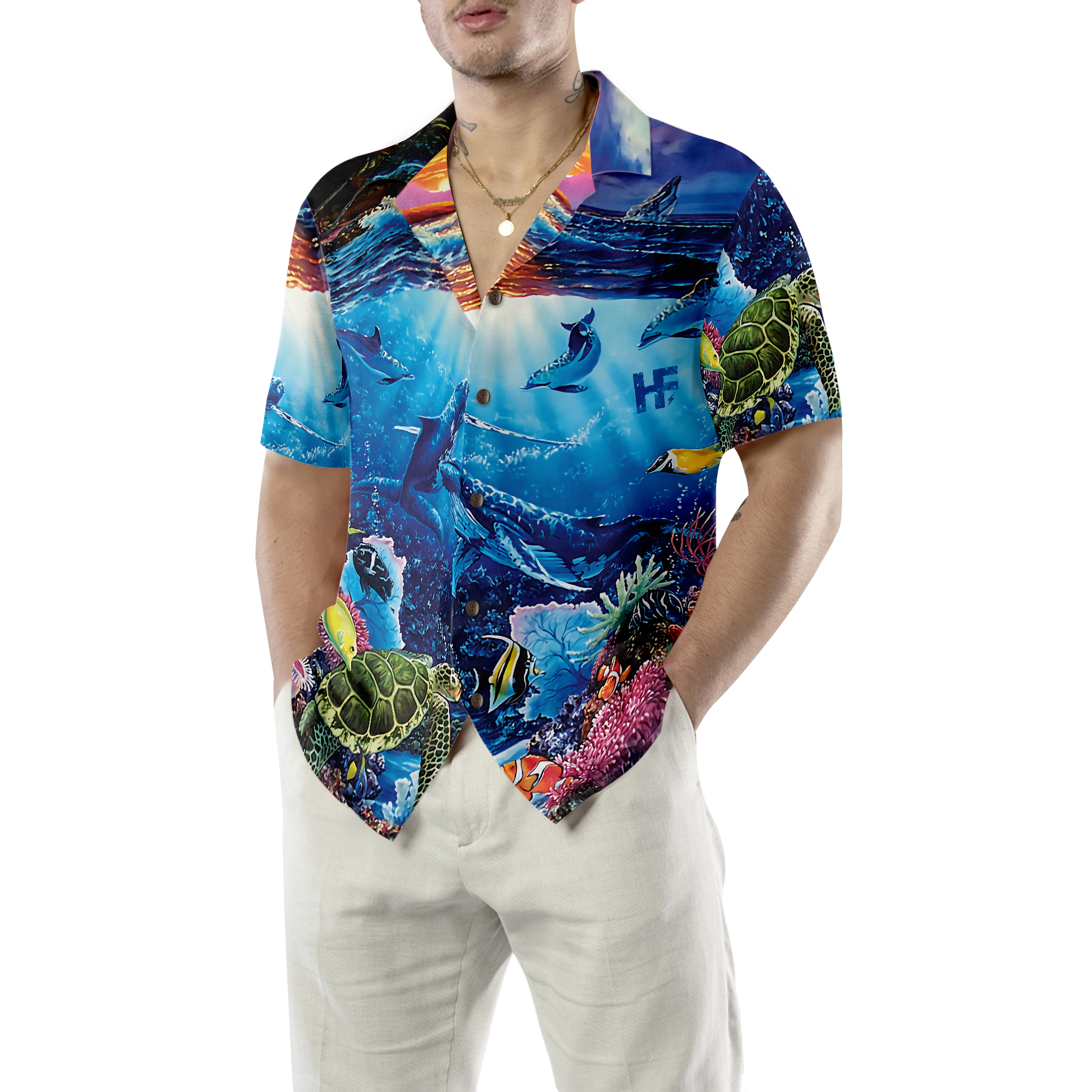 Turtle Under The Sea Hawaiian Shirt - Hyperfavor