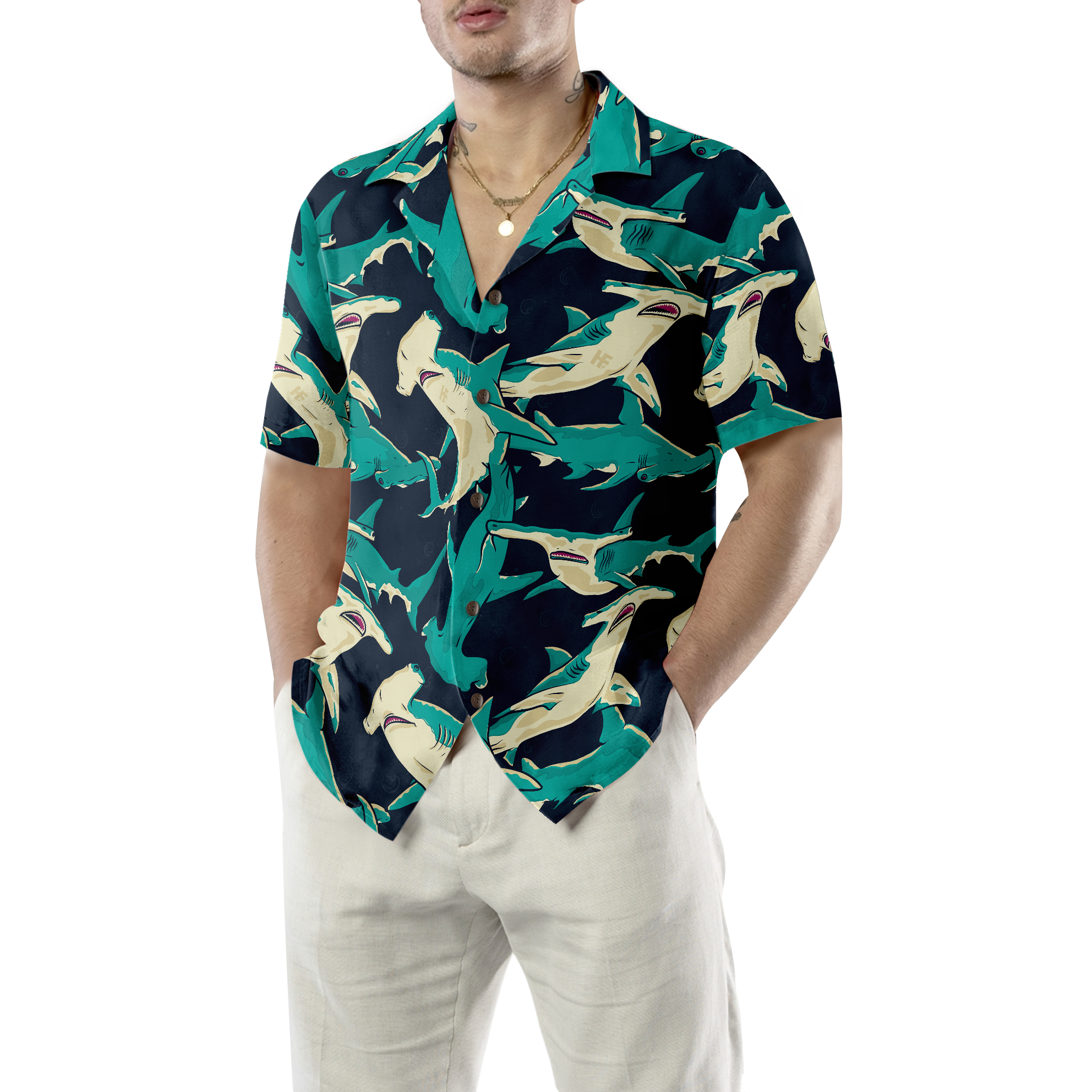 Hammerhead Shark Pattern Hawaiian Shirt - Hyperfavor