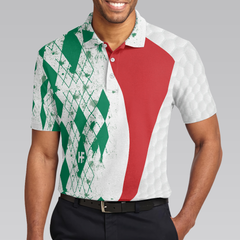 Mexico Skull Golf Polo Shirt, Green Argyle Pattern Polo Shirt Design, Basic Golfing Shirt For Golfers - Hyperfavor