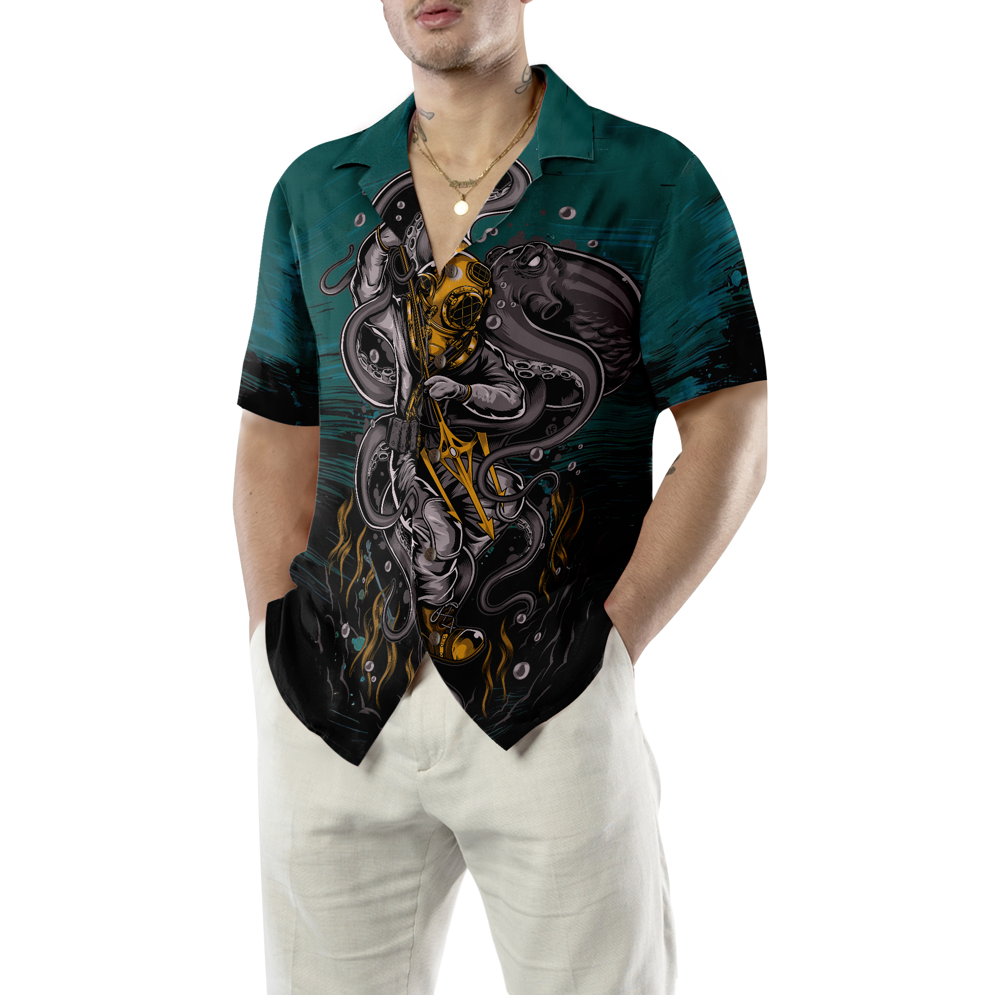 Underwater Scuba Diving Hawaiian Shirt - Hyperfavor