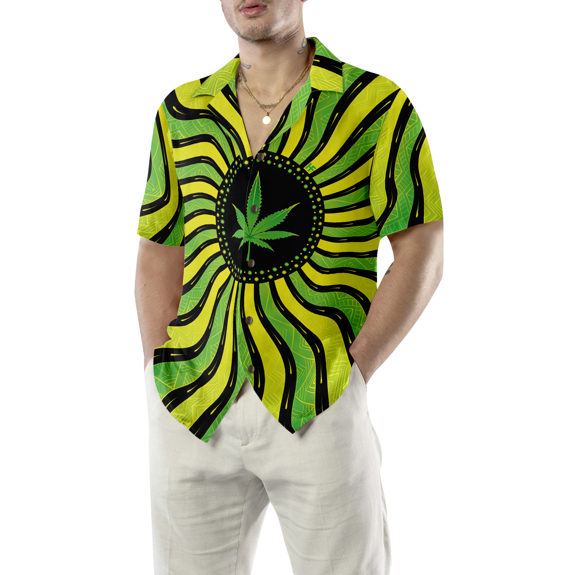 Magic Marijuana Leaf With Sacred Geometry Hawaiian Shirt - Hyperfavor