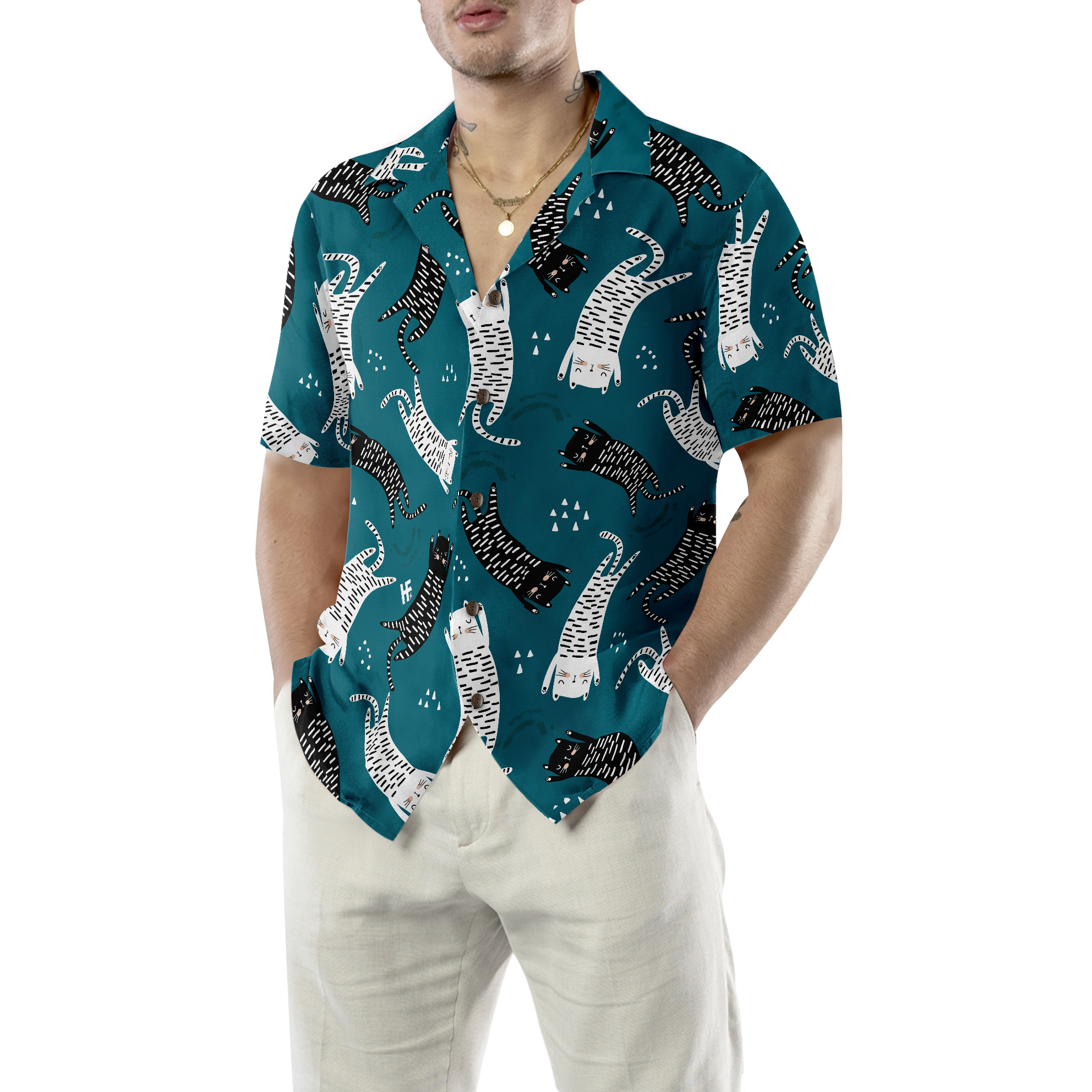 Seamless Pattern With Funny Cats Hawaiian Shirt - Hyperfavor