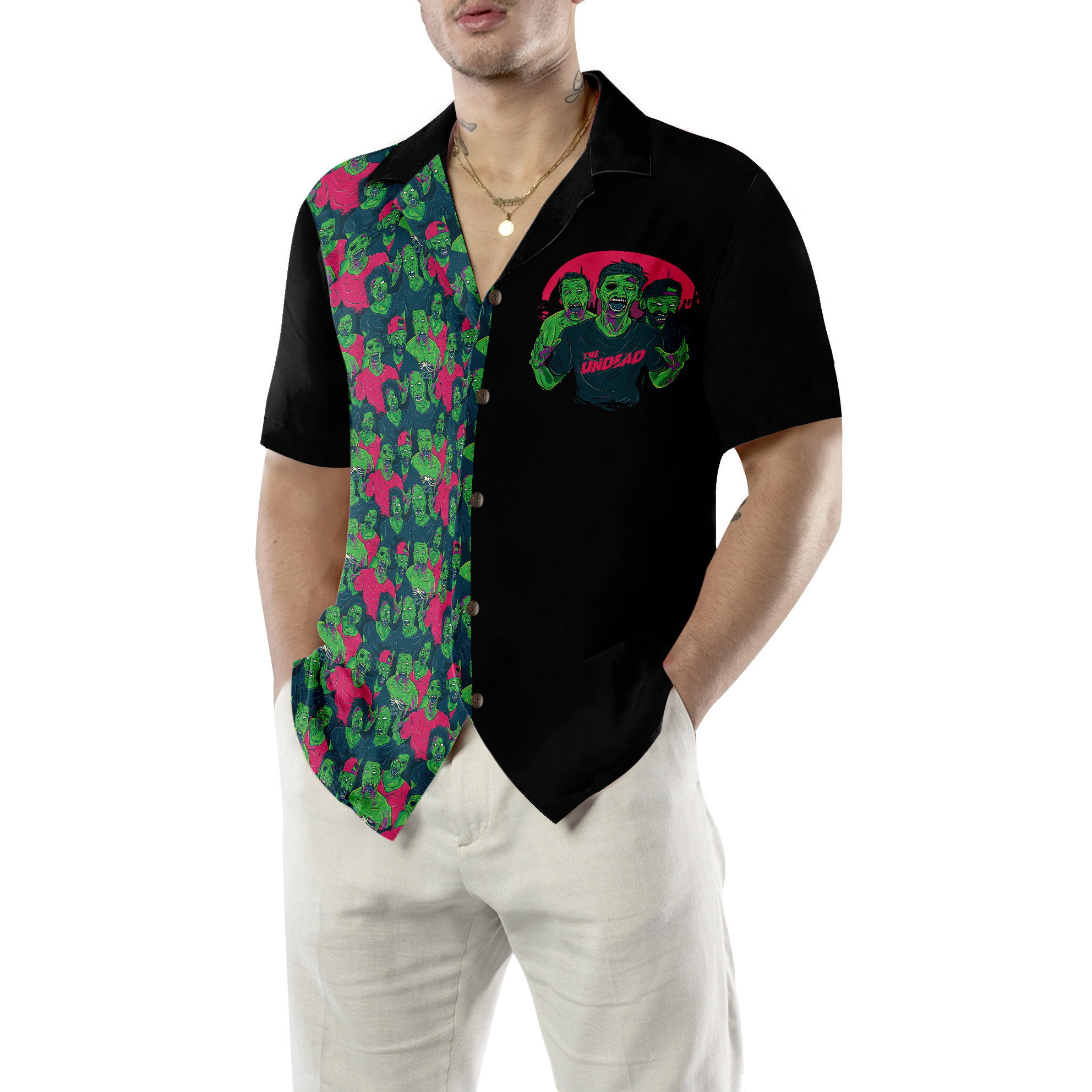 Halloween Zombie Walking Out Hawaiian Shirt - Hyperfavor