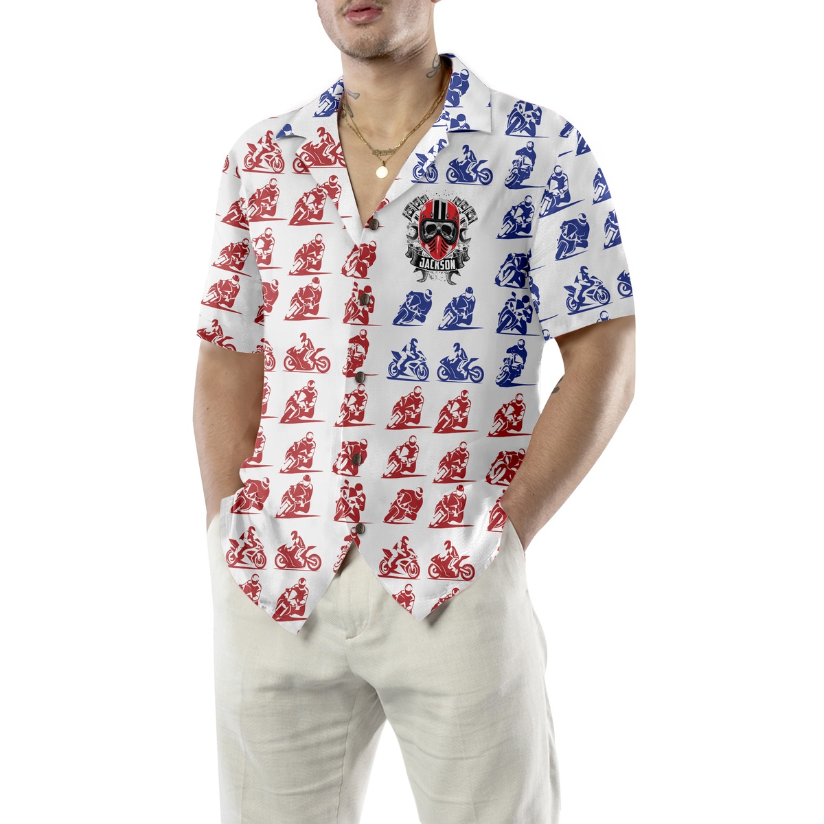 American Skull Motorcycle Custom Hawaiian Shirt - Hyperfavor