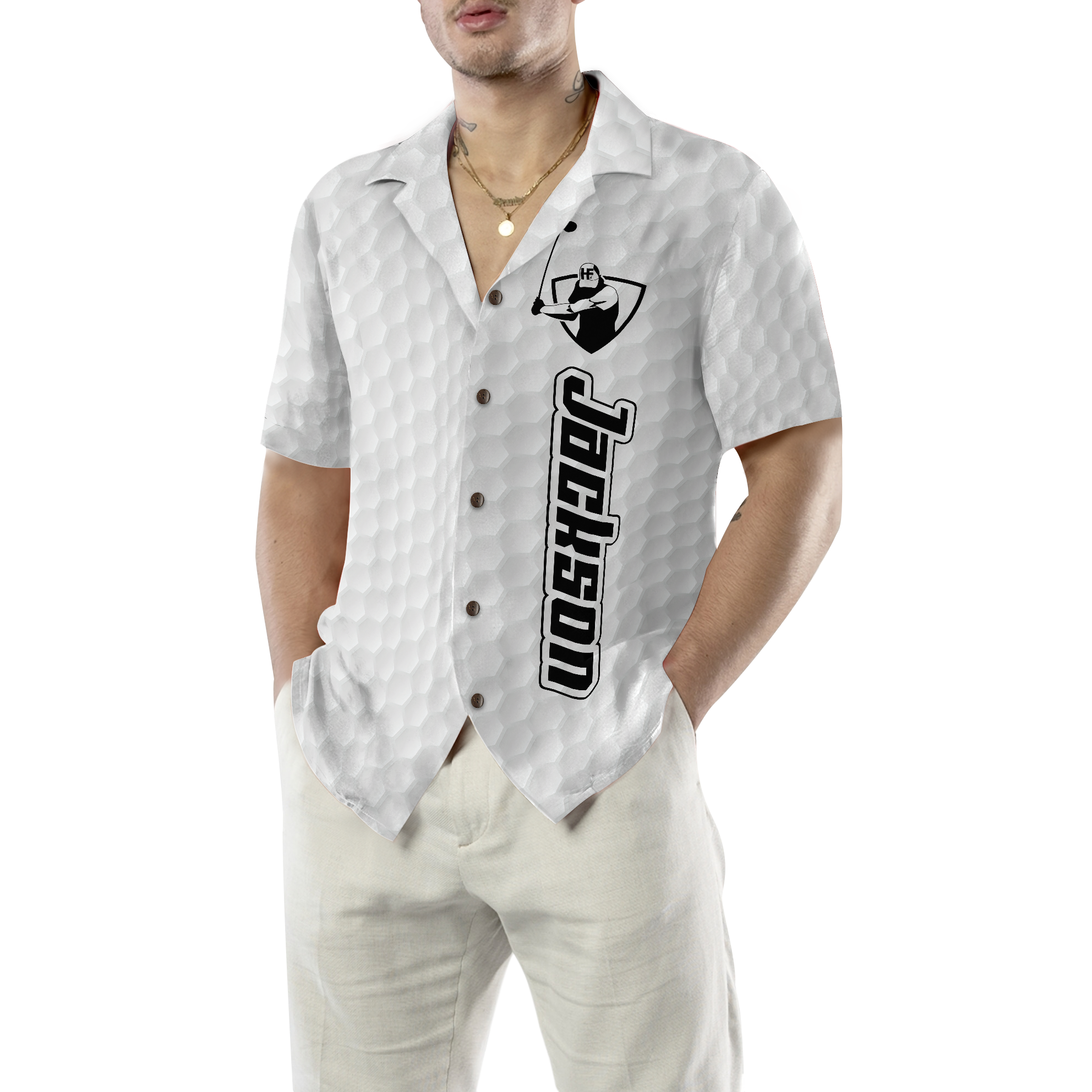 Personalized Golf Texture With Logo Custom Hawaiian Shirt - Hyperfavor