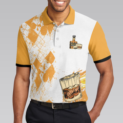 Golfing And Drinking Solve My Problems Polo Shirt, Argyle Pattern Whisky Polo Shirt, Wine Golf Shirt For Men - Hyperfavor