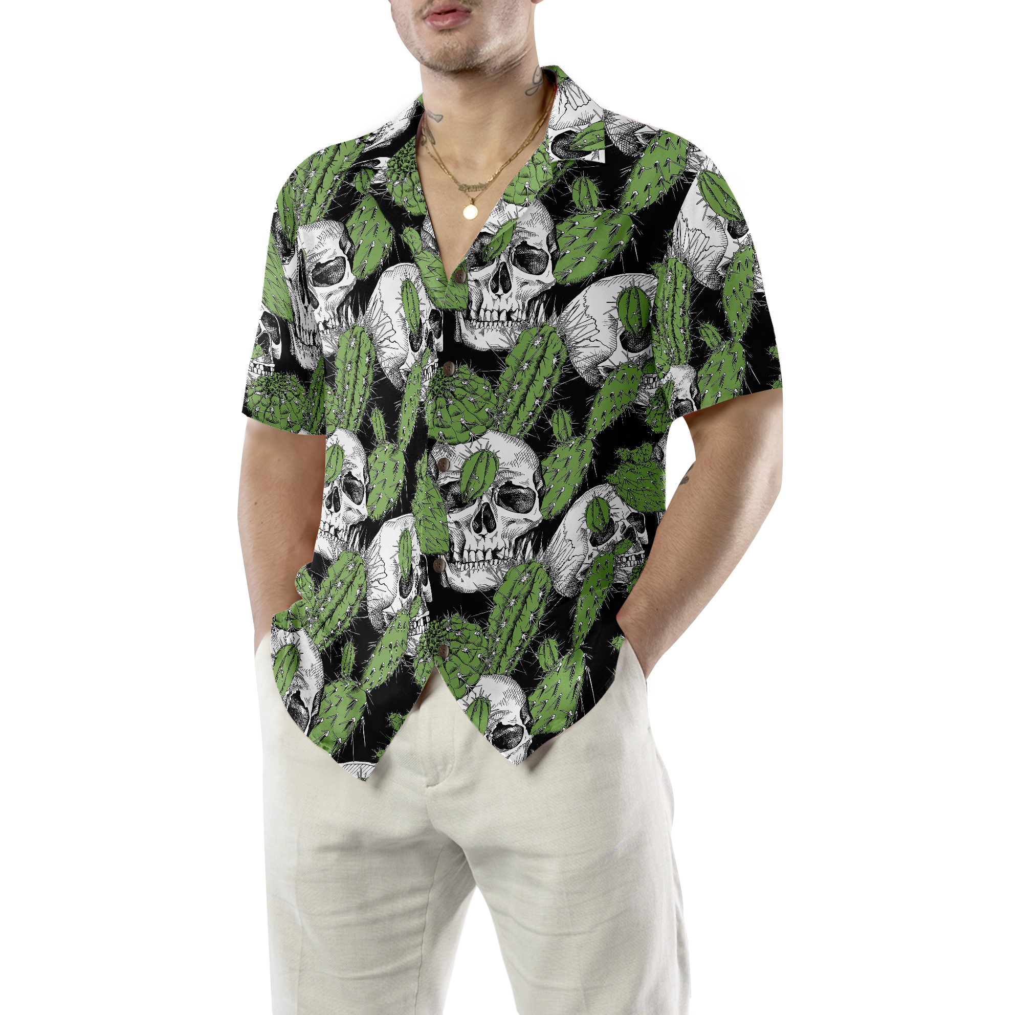 Cactus Skull Shirt For Men Hawaiian Shirt - Hyperfavor