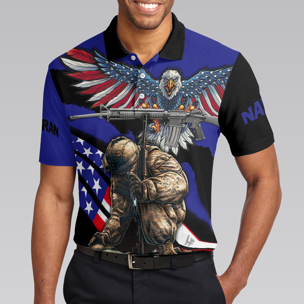 Navy Veteran Honor The Fallen Polo Shirt, American Flag Navy Veteran Shirt, Best Gift For Veteran's Day - Hyperfavor