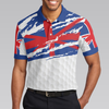 United Kingdom Flag Golf Texture Blue Golfer Polo Shirt, Great Britain Jack Polo Shirt, UK Golf Shirt For Men - Hyperfavor