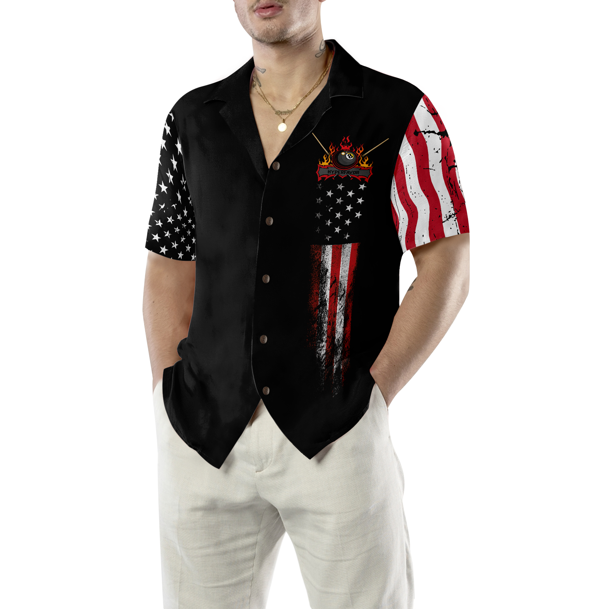 Billiards Eagle American Flag Hawaiian Shirt - Hyperfavor