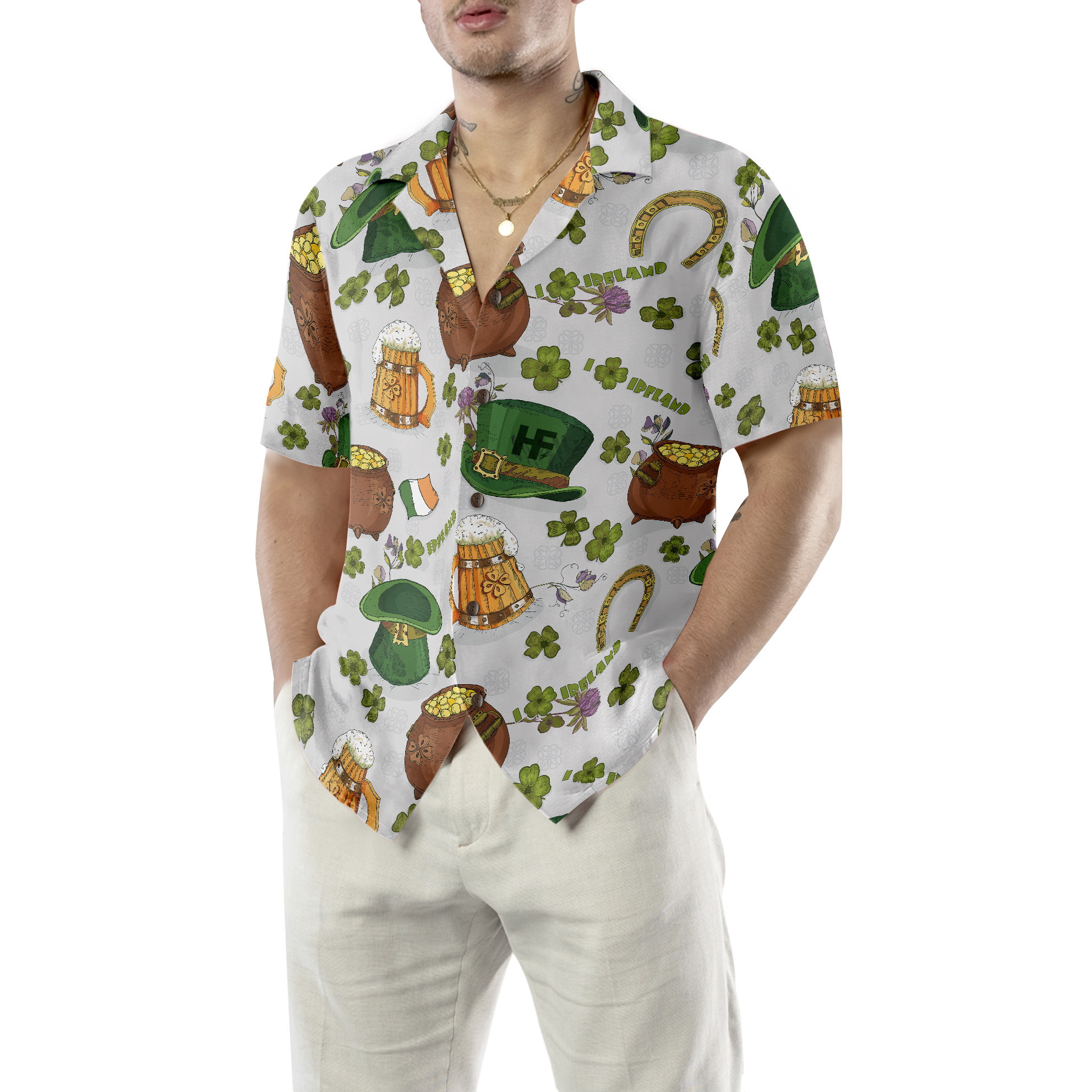 Happy Saint Patrick's Day Ireland Proud Pattern 2 Hawaiian Shirt - Hyperfavor