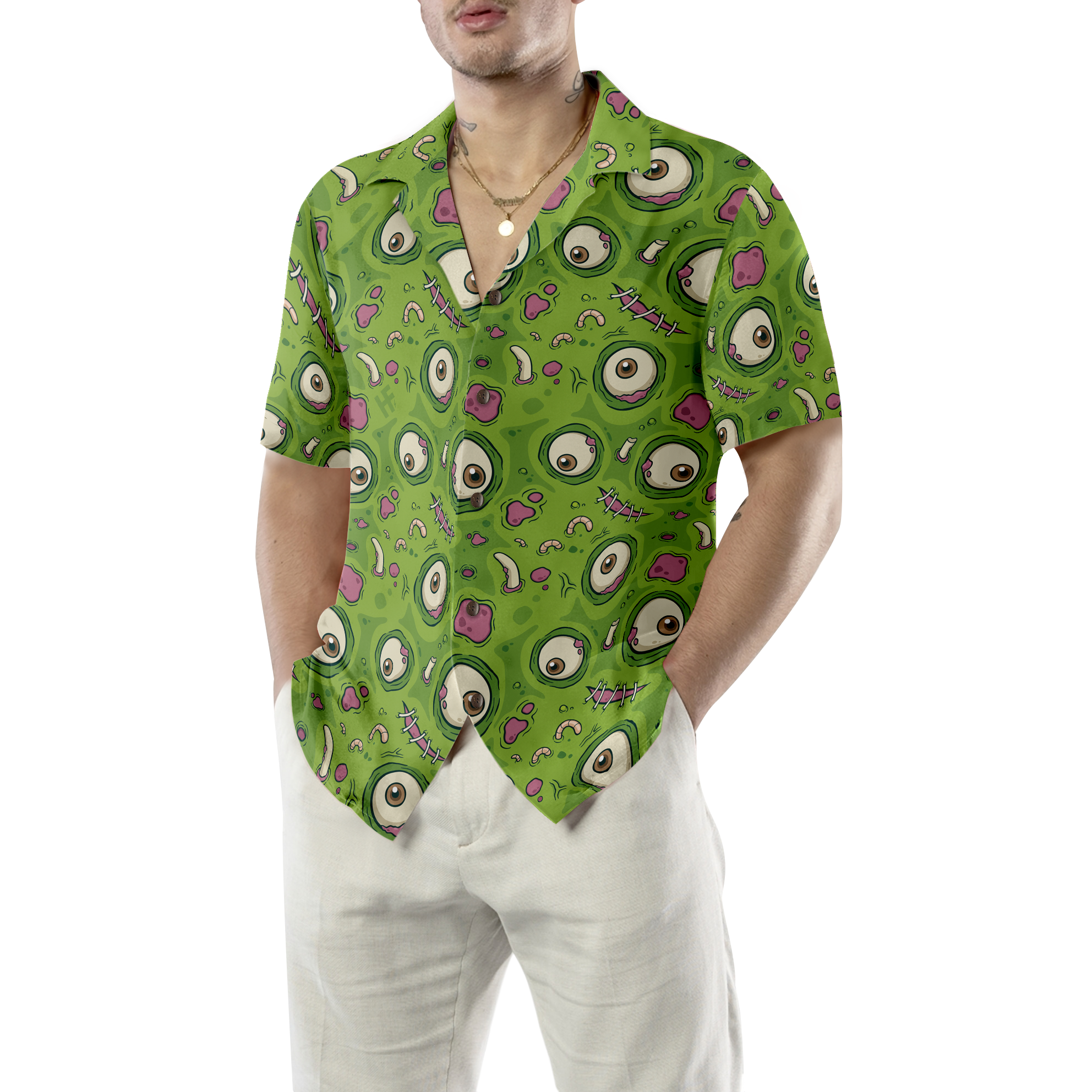 Creepy Halloween Zombie Skin Hawaiian Shirt - Hyperfavor