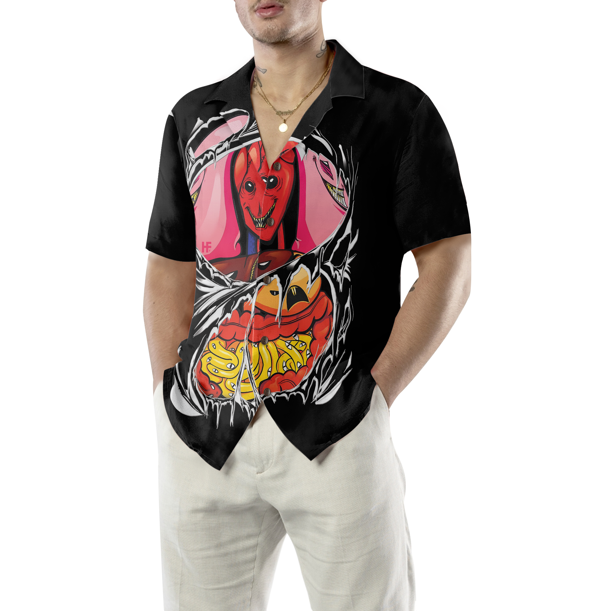 Halloween Horror Human Guts Hawaiian Shirt - Hyperfavor