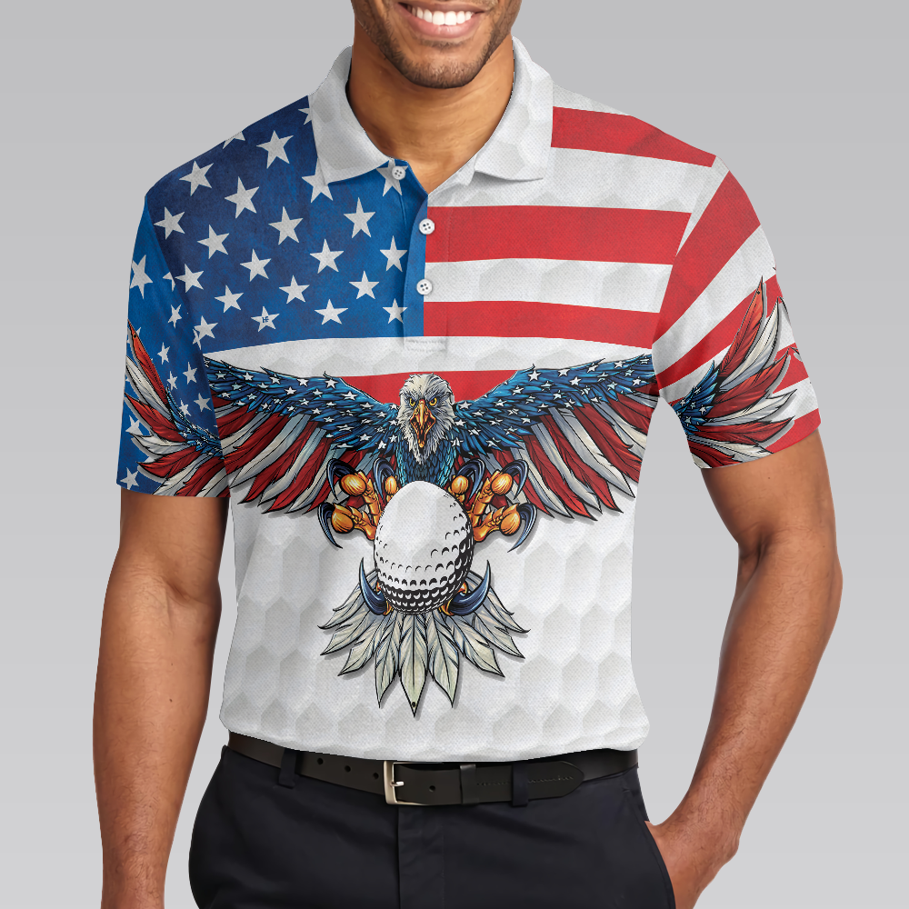 Golf American Flag Eagle Polo Shirt - Hyperfavor