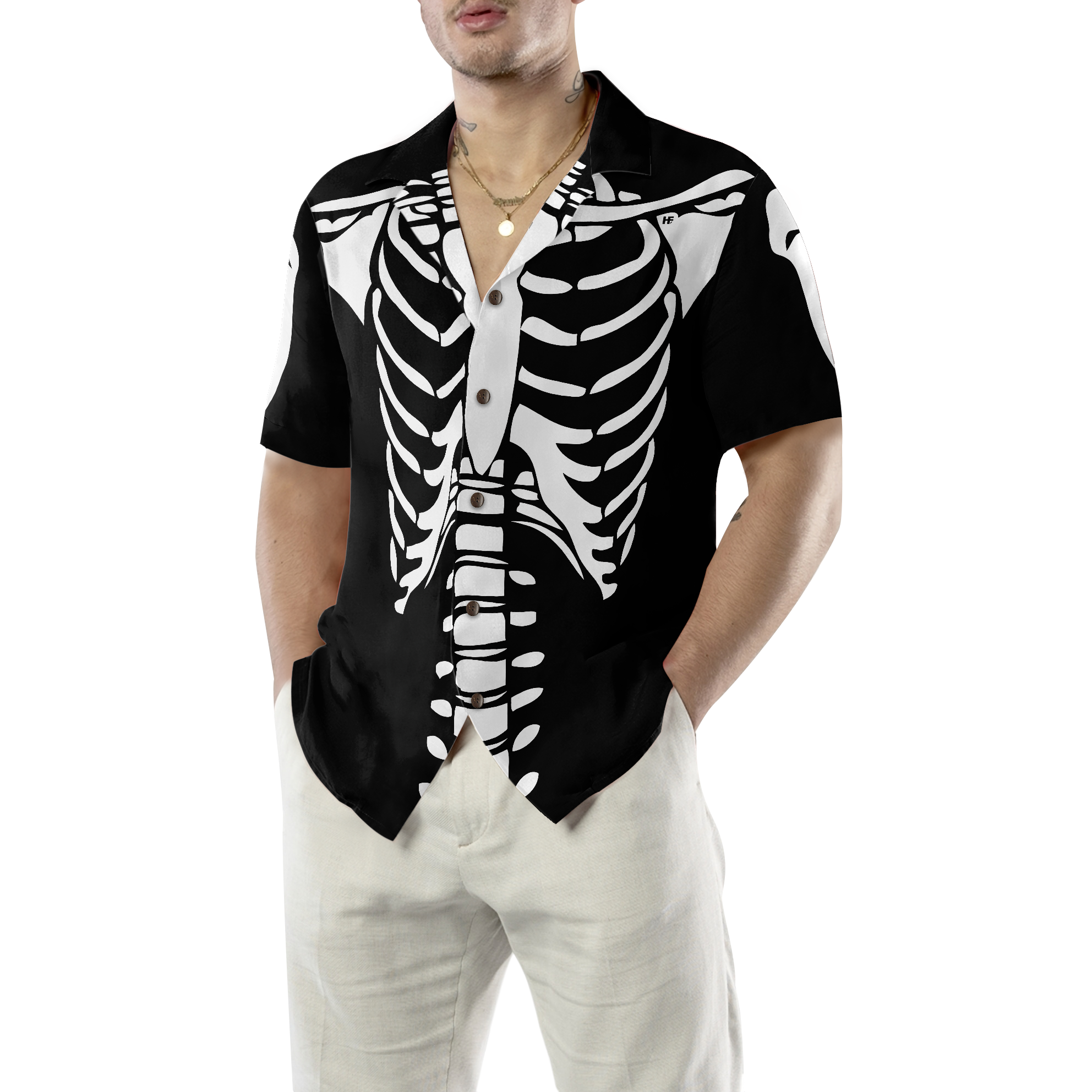 Halloween Skeleton Costume Shirt Hawaiian Shirt - Hyperfavor